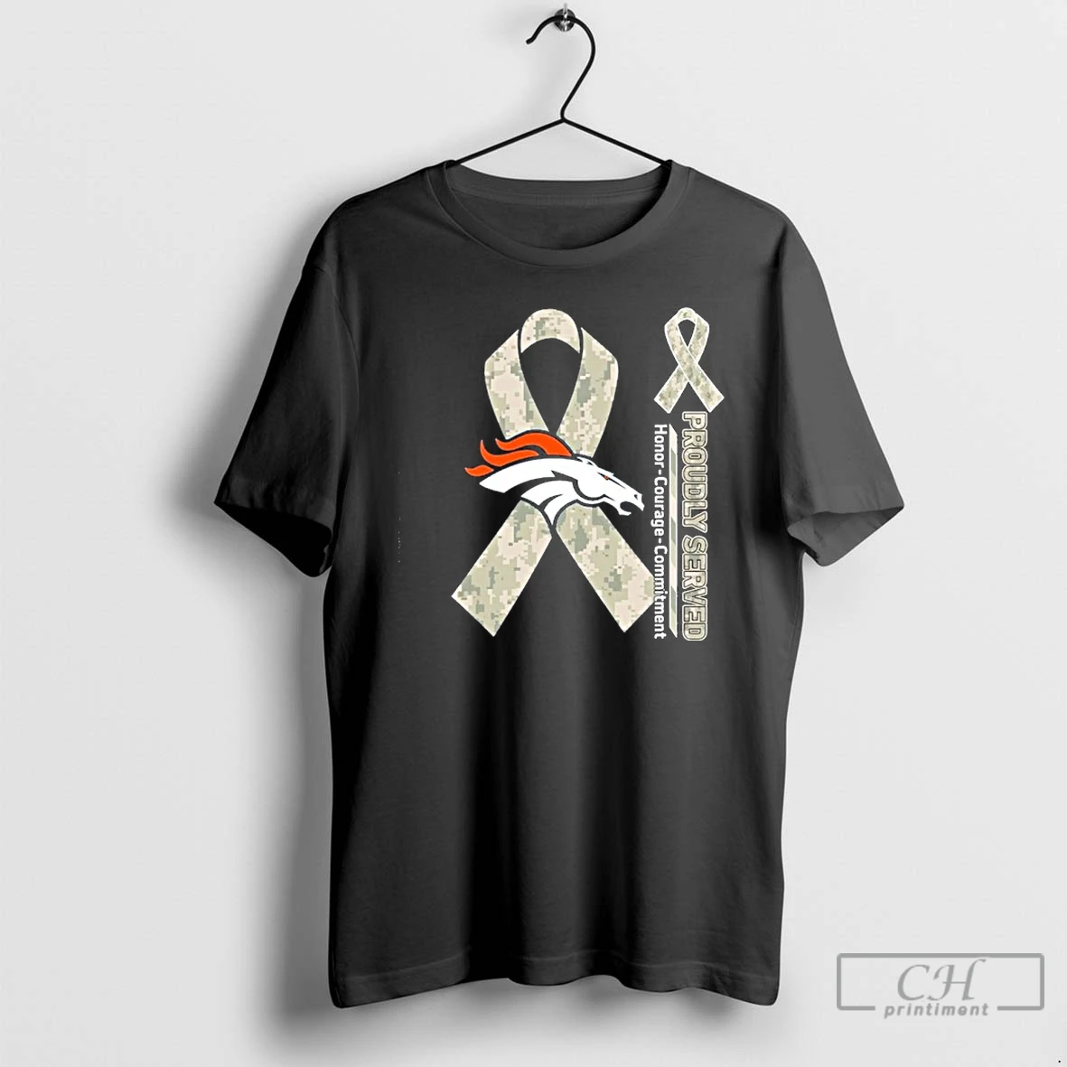 Premium Denver Broncos Proudly Served Honor Courage Commitment T Shirts
