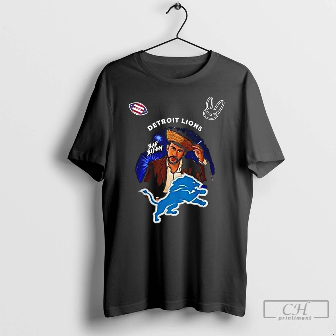 Premium Detroit Lions Bad Bunny Super Bowl Lx Long Sleve T Shirts Hoodie