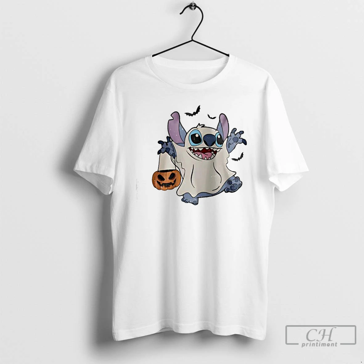 Premium Disney Stitch Ghost Halloween Pumpkins T Shirts Hoodie