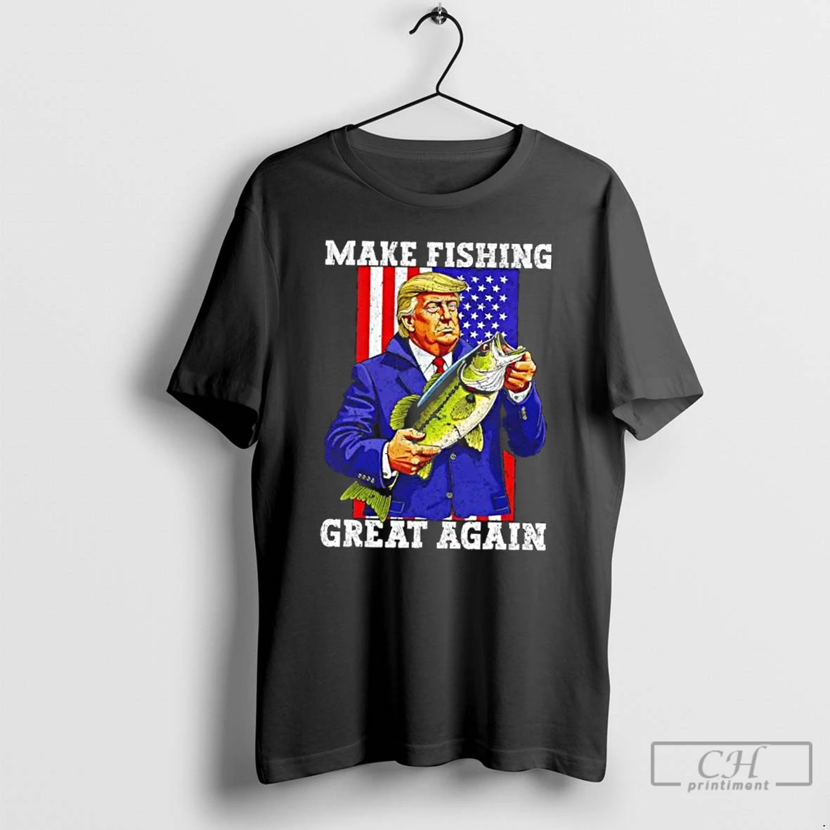 Premium Donald Trump Make Fishing Great Again American Flag T Shirts Hoodie