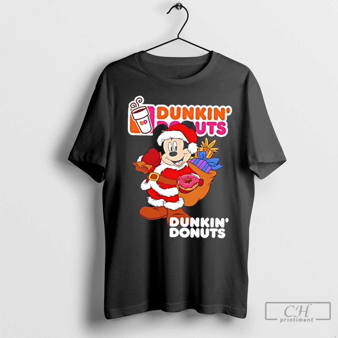 Premium Dunkin Donuts X Mickey Santa Merry Christmas T Shirt