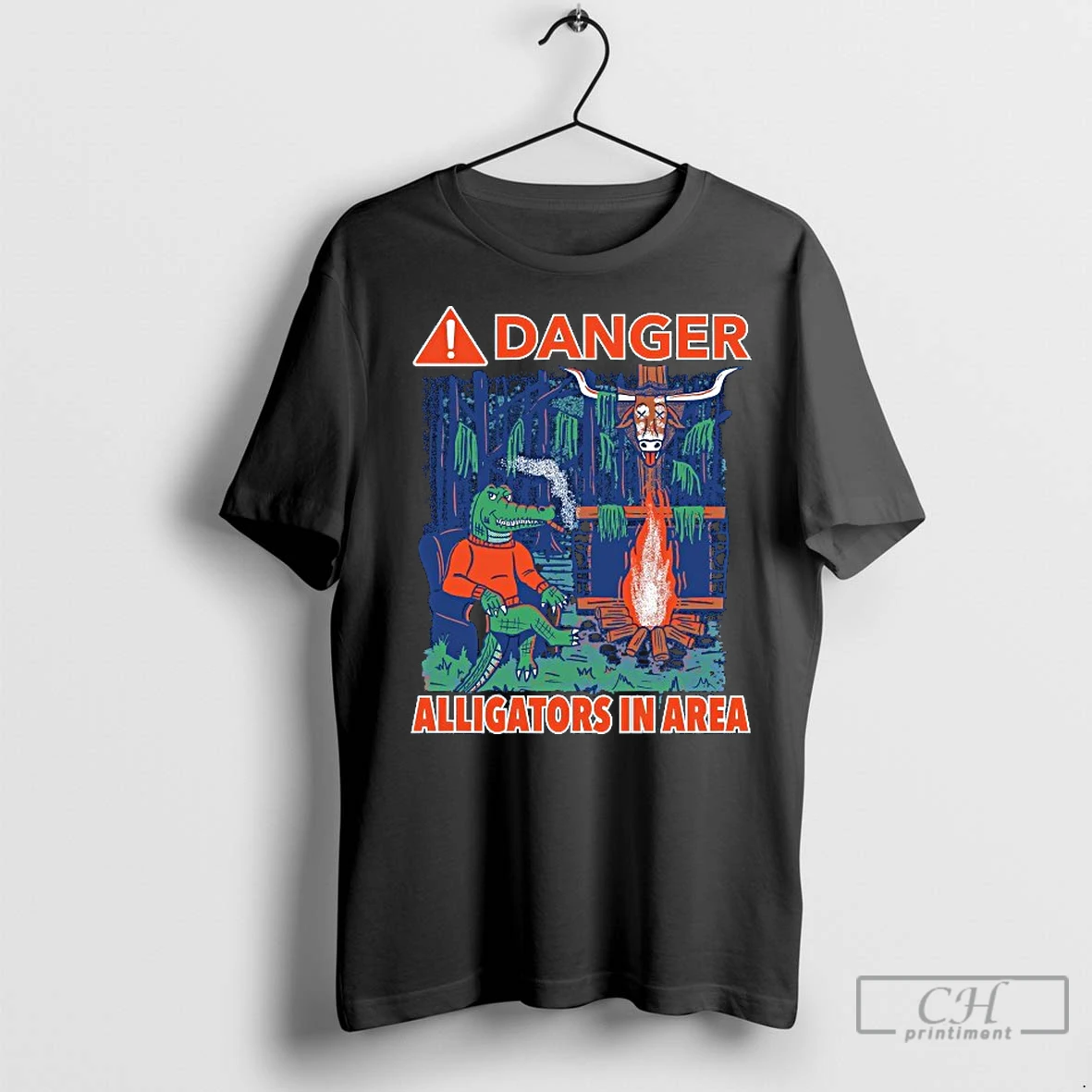 Premium Florida Gators Vs Texas Longhorns Danger Alligators In Area Mascot T Shirt