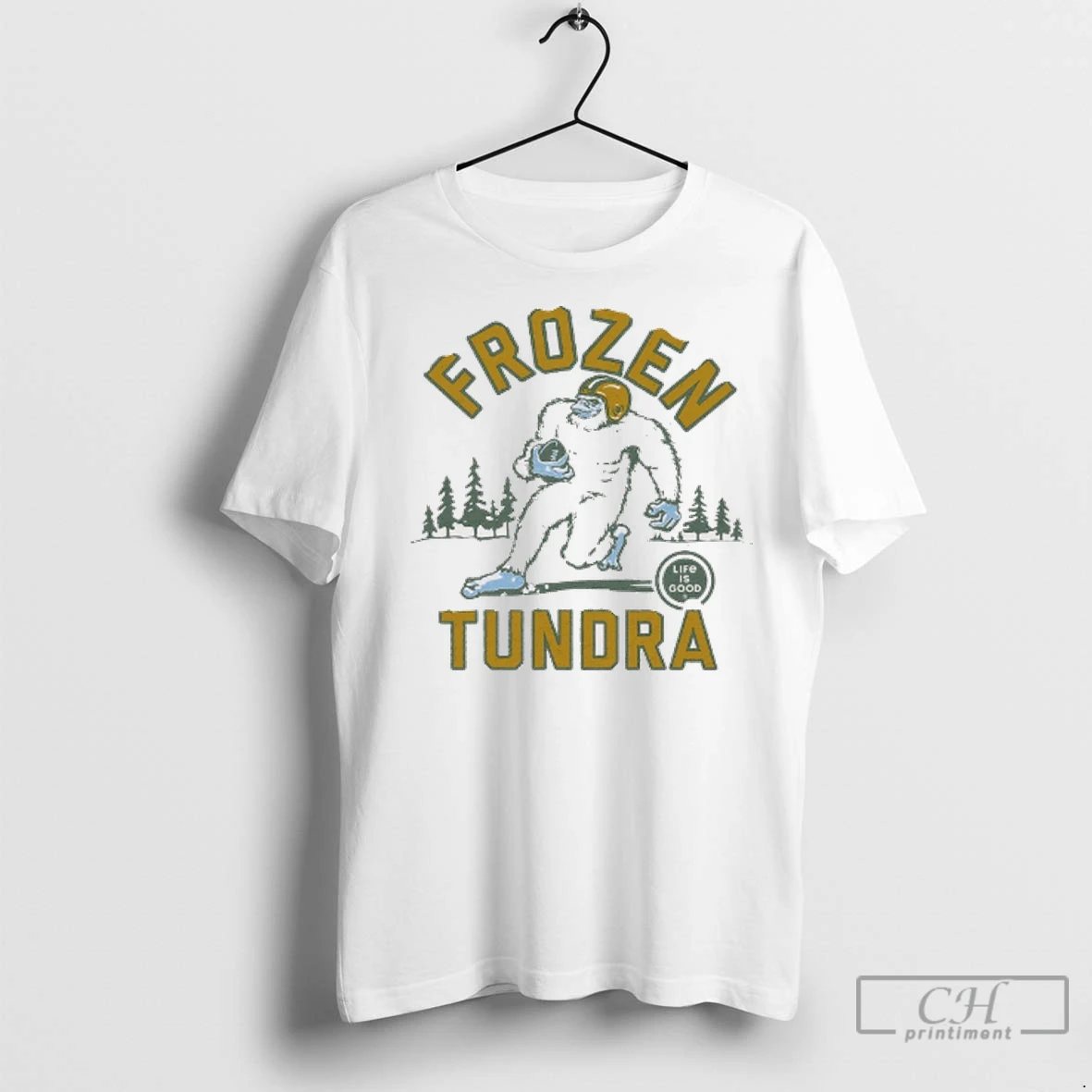 Premium Green Bay Packers Lambeau Field Life Is Good Yeti Frozen Tundra Painting T Shirt