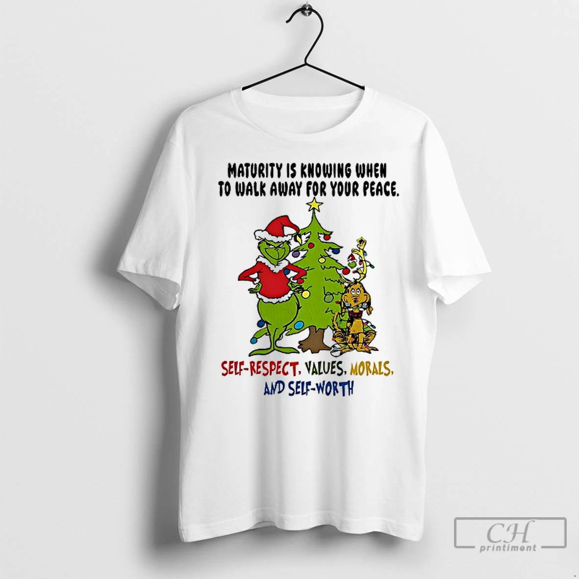 Premium Grinch Maturity Is Knowing When To Walk Away For Your Peace Christmas T Shirt