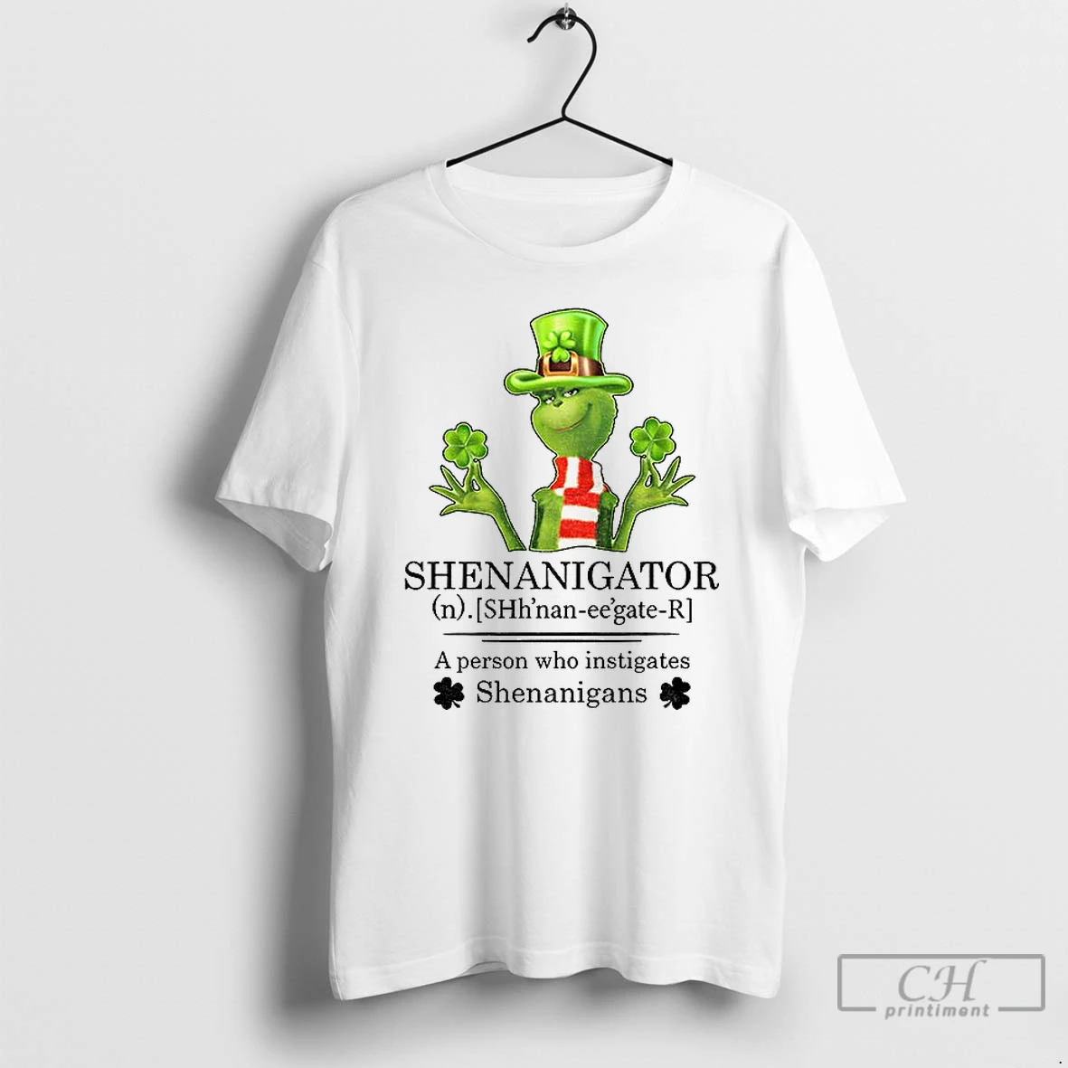 Premium Grinch Shamrock Shenanigator Definition A Person Who Instigates Shenanigans Patrick Day T Shirts Hoodie