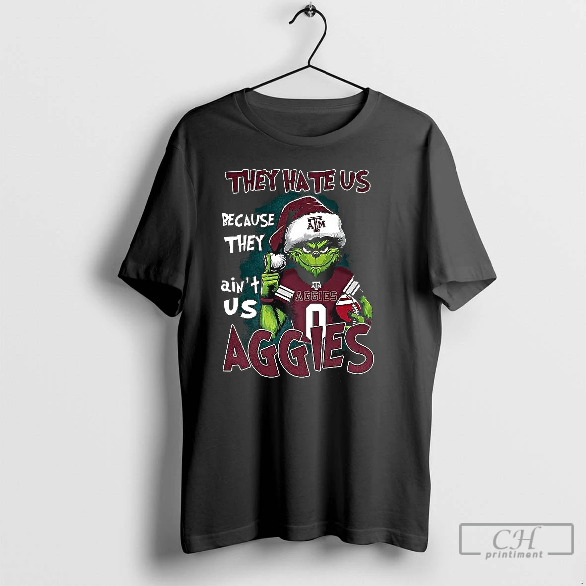 Premium Grinch They Hate Us Because They Aint Us Texas Am Aggies Football Fans Christmas T Shirts Hoodie