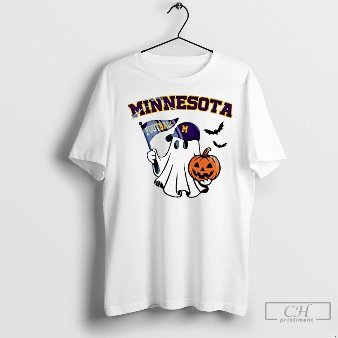 Premium Halloween Ghost Minnesota Vikings Football Flag Pumpkin T Shirt