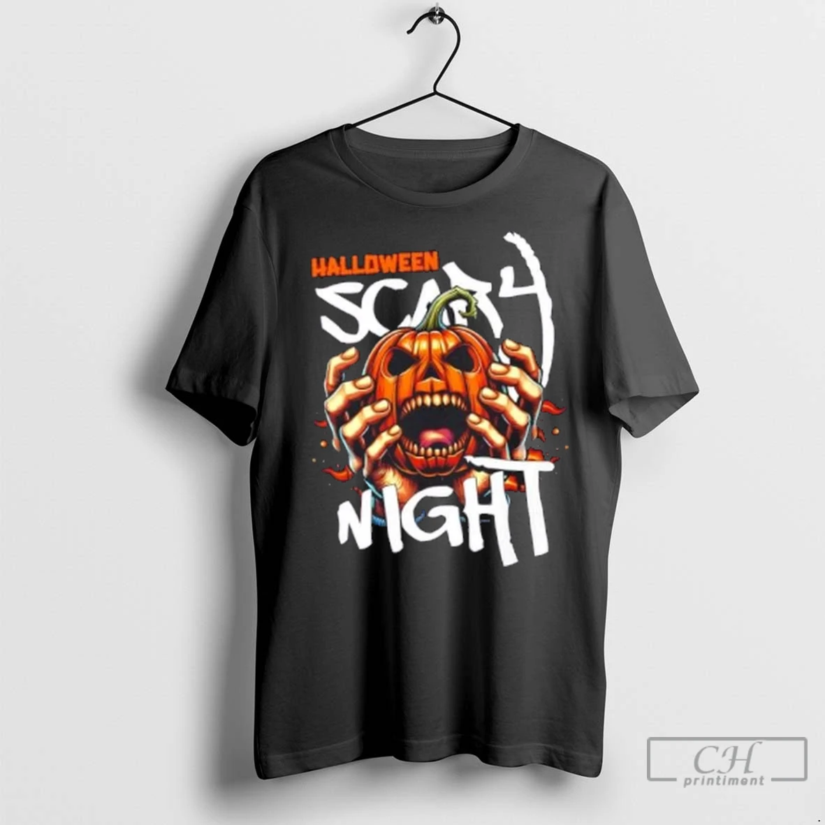 Premium Halloween Scary Night Pumpkin Horror T Shirt