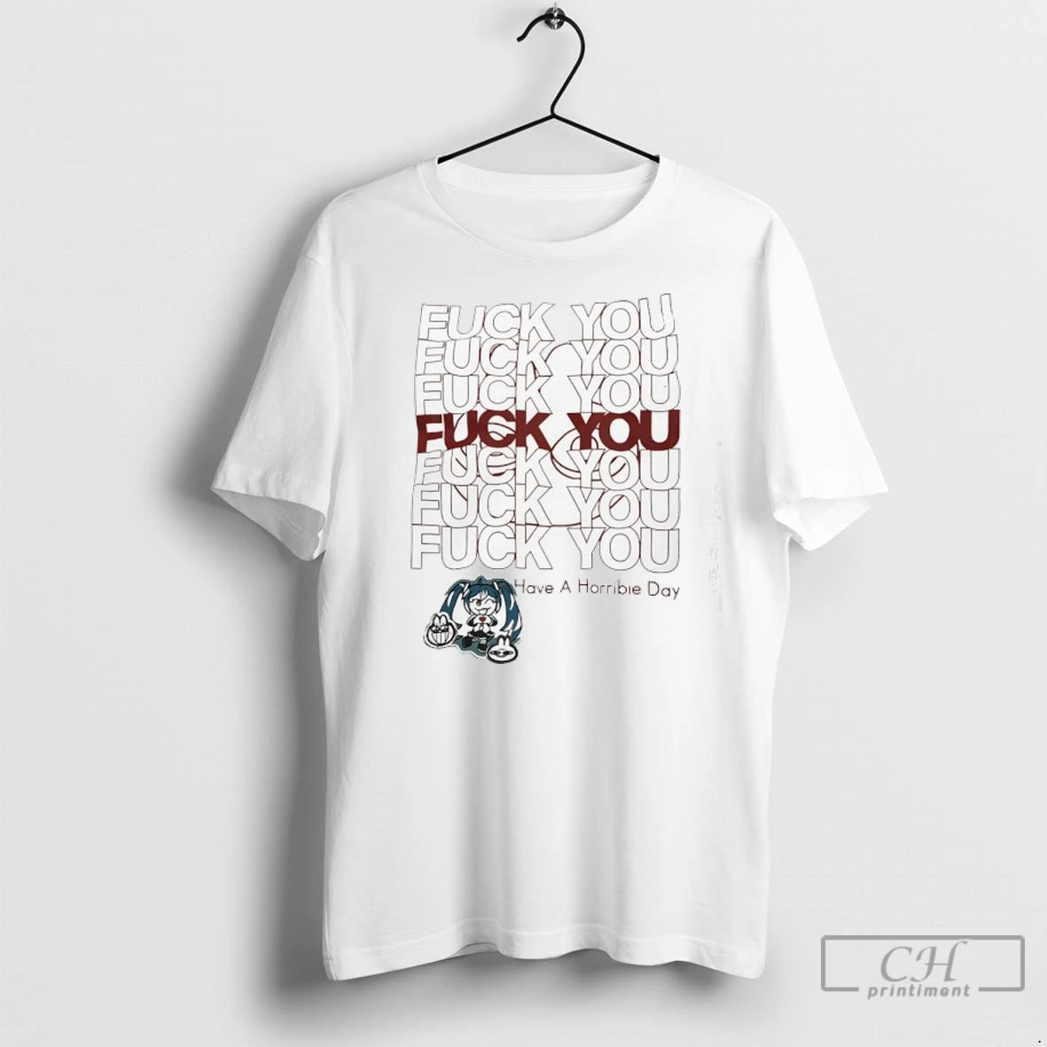 Premium Hatsune Miku Fck You Have A Horribie Day Anime T Shirt