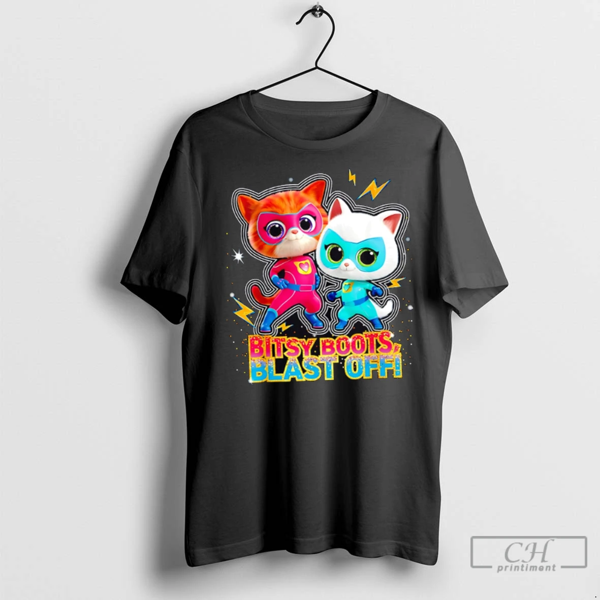 Premium Hero Cat Super Kitties Bitsy Boots Blast Off T Shirt