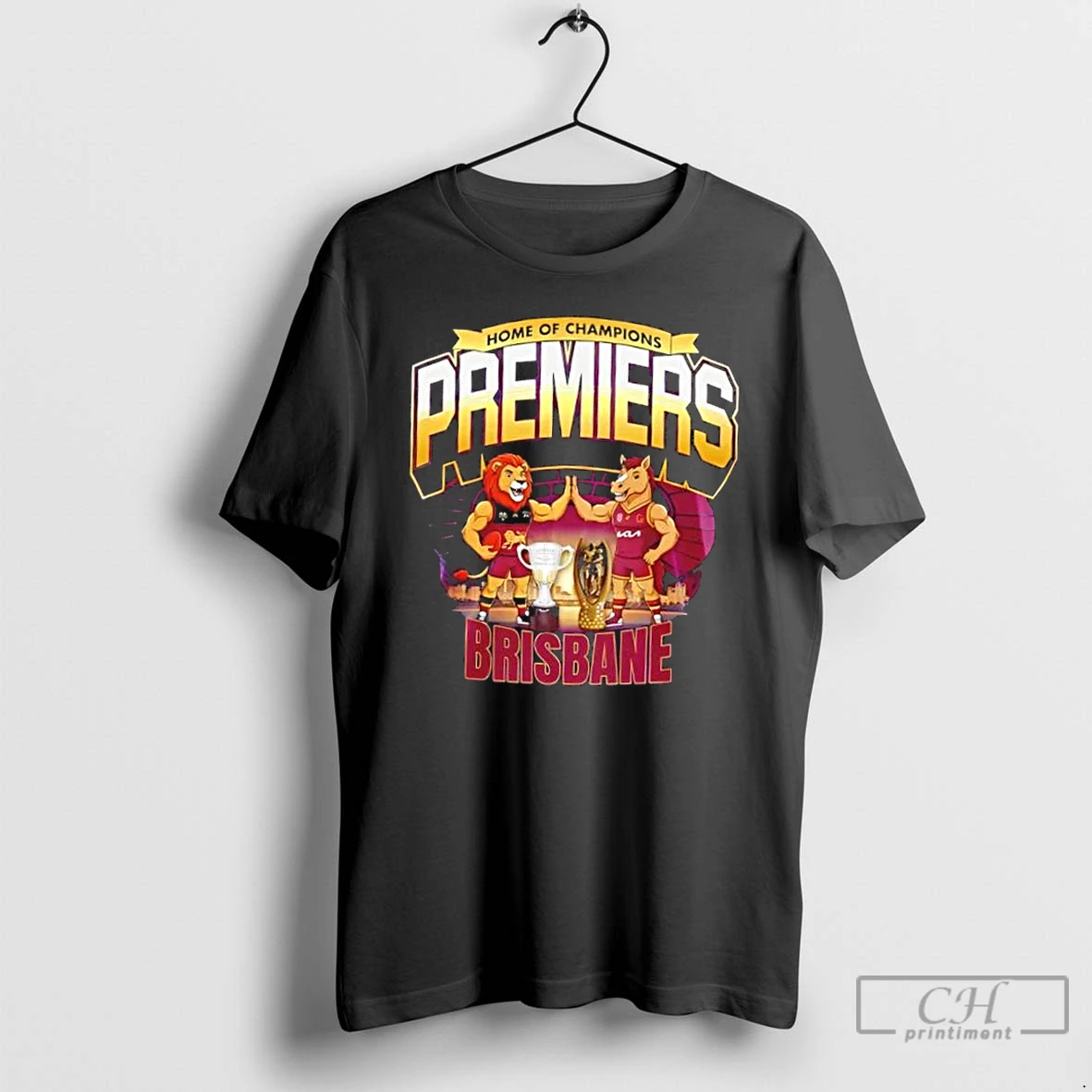 Premium Home Of Champions Premiers Brisbane Lions X Brisbane Broncos 2 Sided T Shirts Hoodie