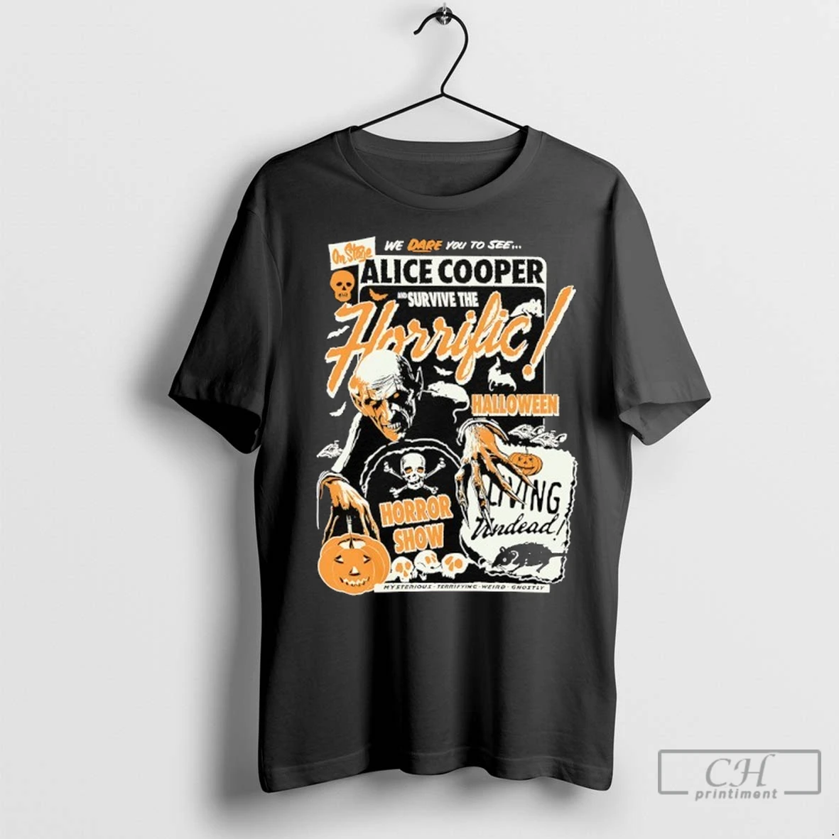 Premium Horrific Halloween Horror We Dare You To See Alice Cooper And Survive The T Shirt