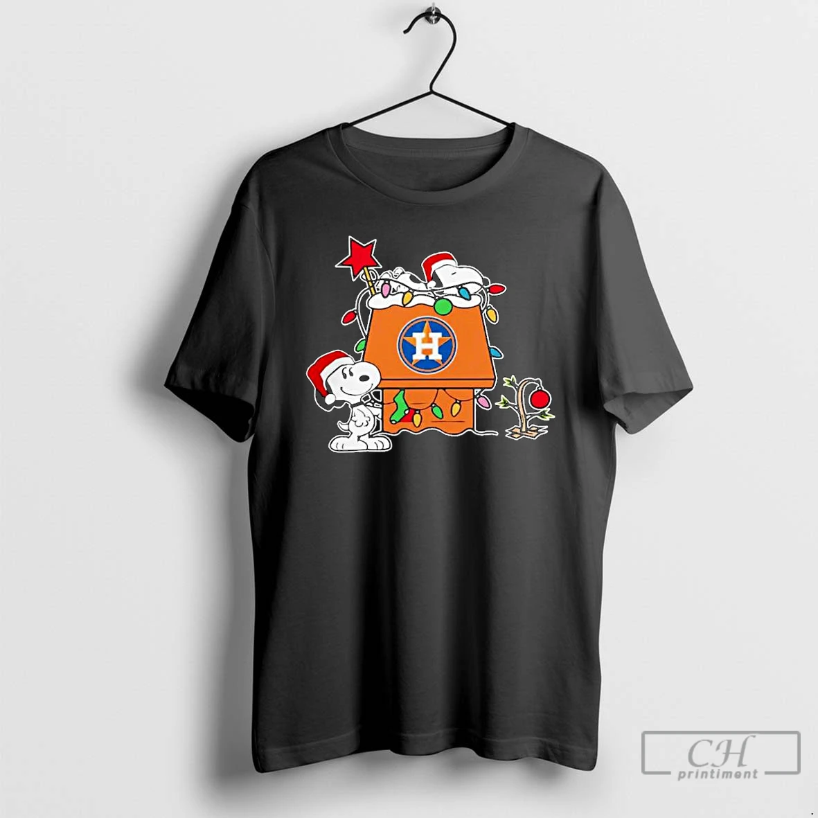Premium Houston Astros Snoopy Santa Christmas Holiday 2025 Lights Ornaments T Shirts Hoodie