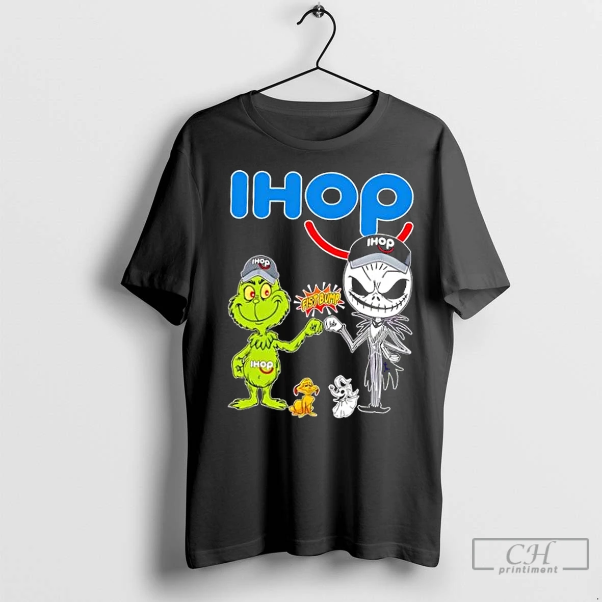 Premium Ihop X Grinch And Jack Skellington Fist Bump Uniwilling Friends T Shirt