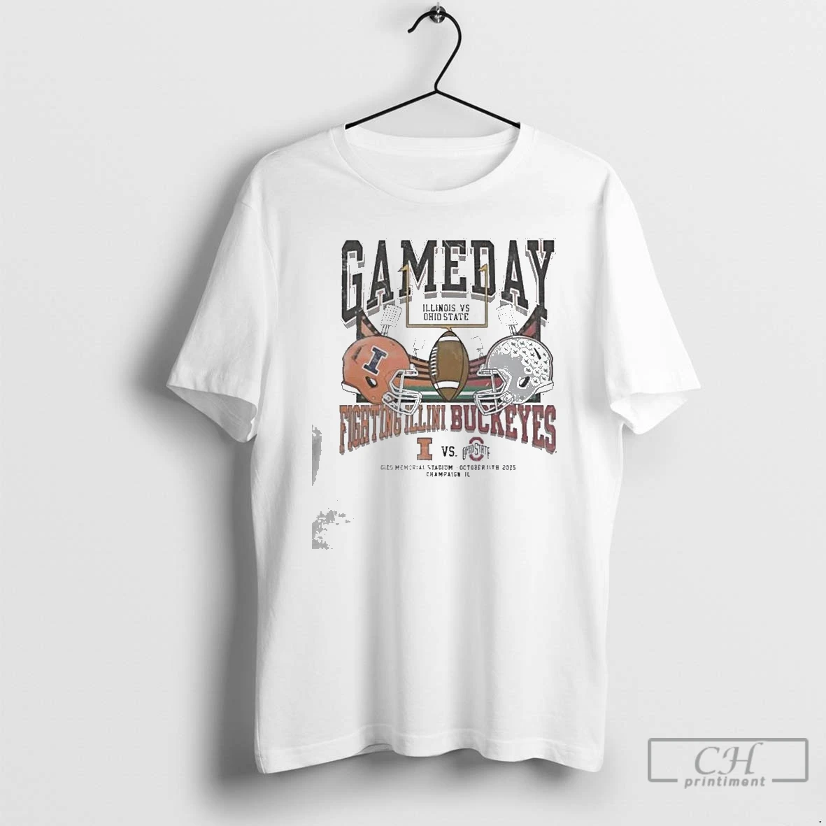 Premium Illinois Fighting Illini Ivory Vs Ohio State Buckeyes Gameday Football October 11th 2025 T Shirts Hoodie