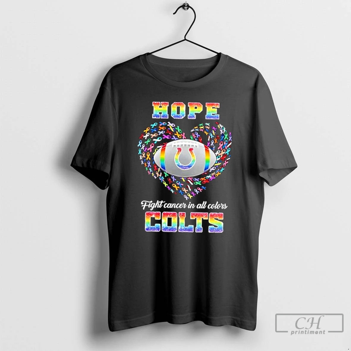 Premium Indianapolis Colts Football Hope Fight Cancer In All Colors Heart T Shirts Hoodie