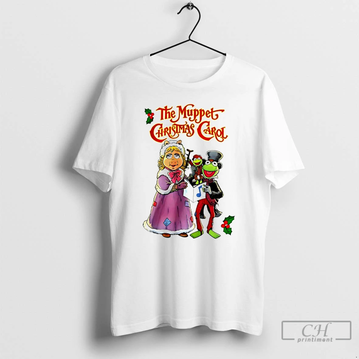 Premium Kermit Miss Piggy Tiny Tim The Muppet Christmas Carol T Shirts Hoodie