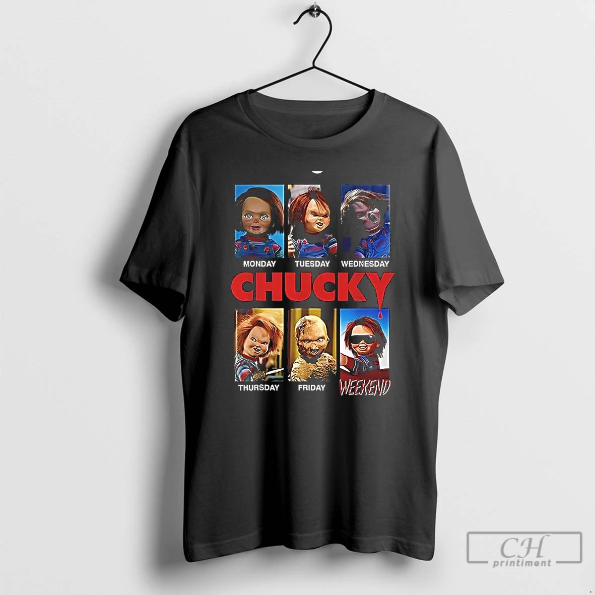 Premium Monday Tuesday Thursday Friday Weekend Chucky Doll Movie Wall Art T Shirts Hoodie