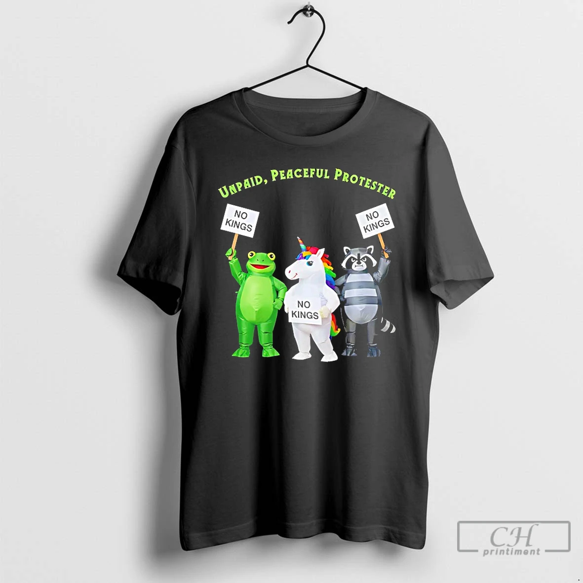 Premium No Kings Unpaid Peaceful Protester Frog And Unicorn T Shirts Hoodie
