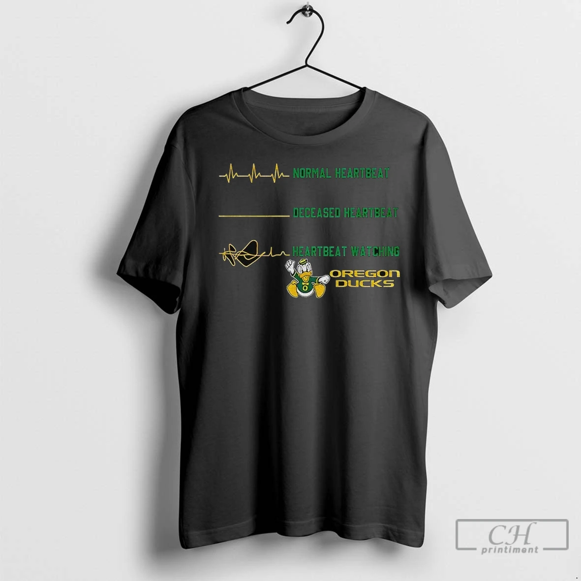 Premium Oregon Ducks Normal Heartbeat Deceased Heartbeat Heartbeat Watching T Shirt