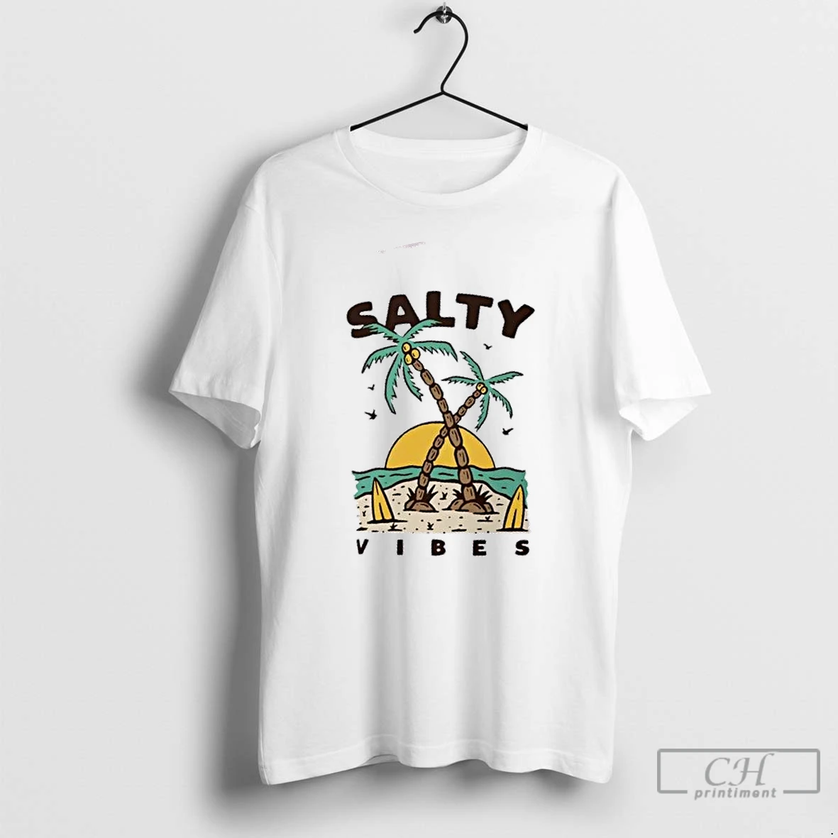 Premium Salty Vibes Retro Beach Surf T Shirts Hoodie