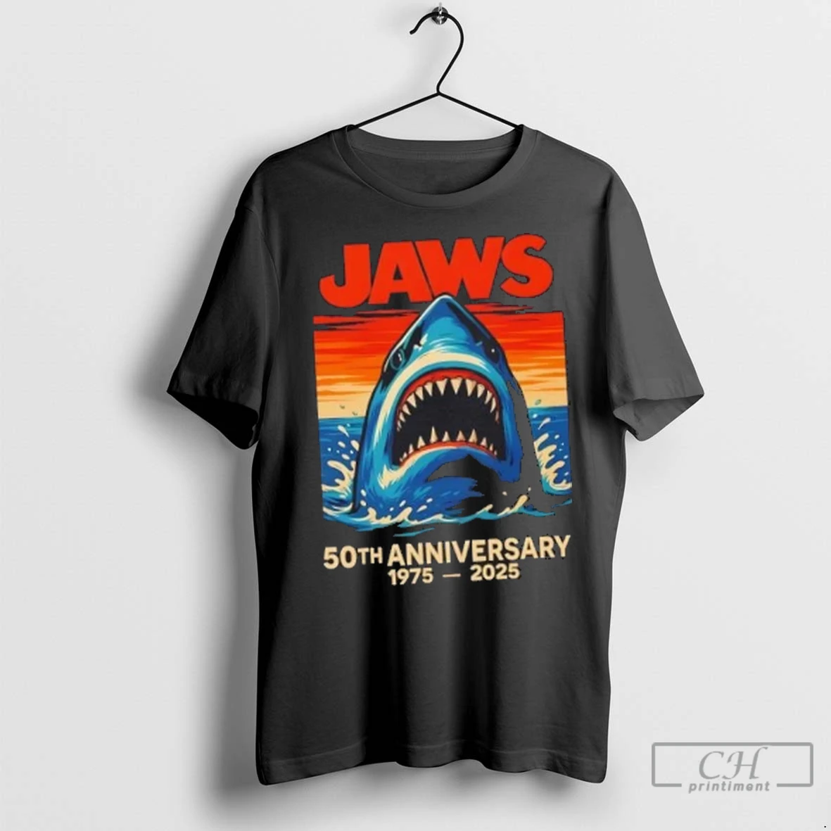 Premium Shark Jaws 50th Anniversary 1975 2025 Retro T Shirt