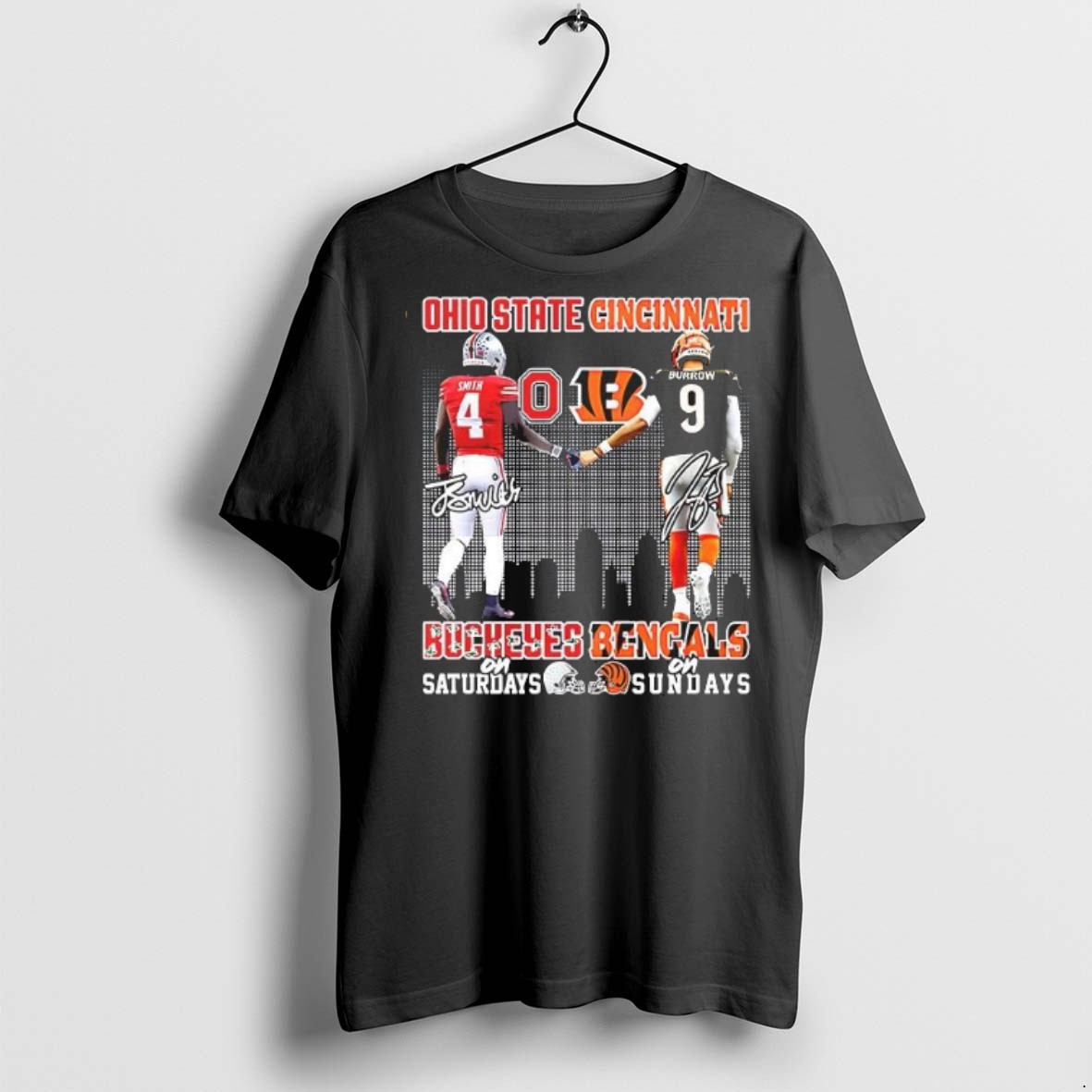 Premium Smith And Burrow Ohio State Buckeyes On Saturdays Bengals On Sundays T Shirts