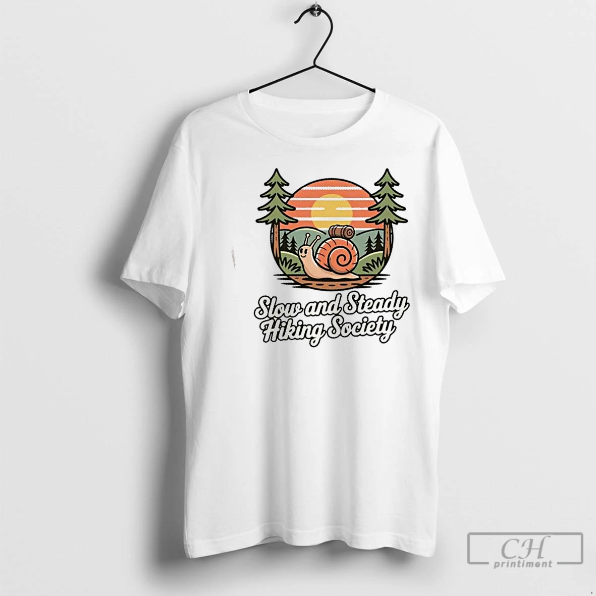Premium Snail Slow And Steady Hiking Society Vintage T Shirt