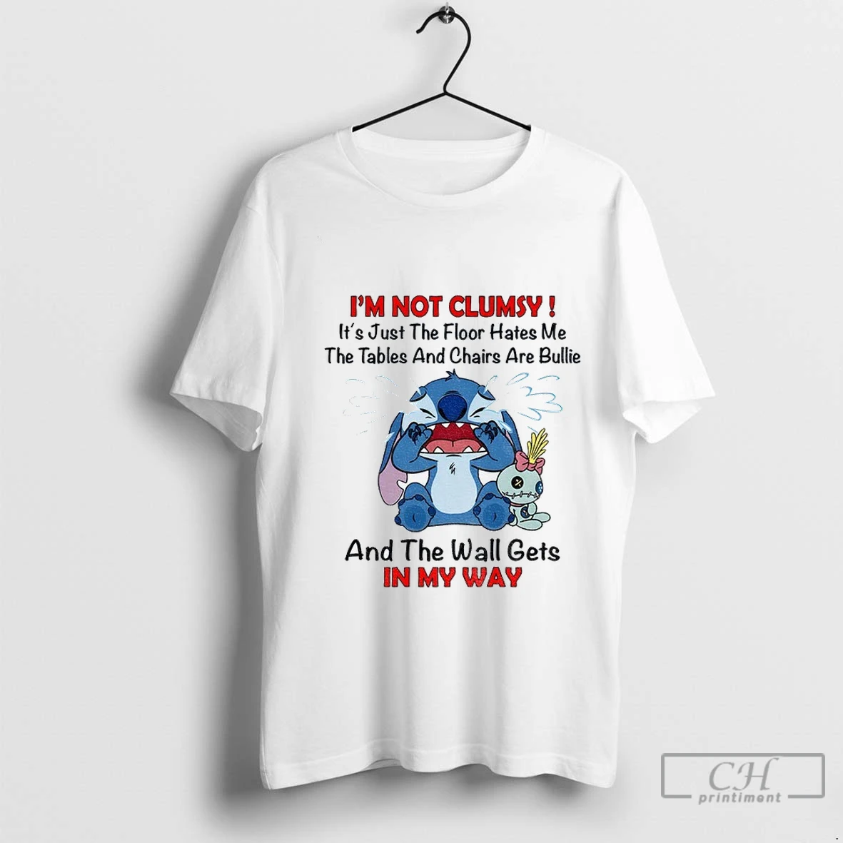 Premium Stitch Im Not Clumsy Its Just The Floor Hates Me The Tables And Chairs Are Bullie And The Wall Gets In My Way T Shirt