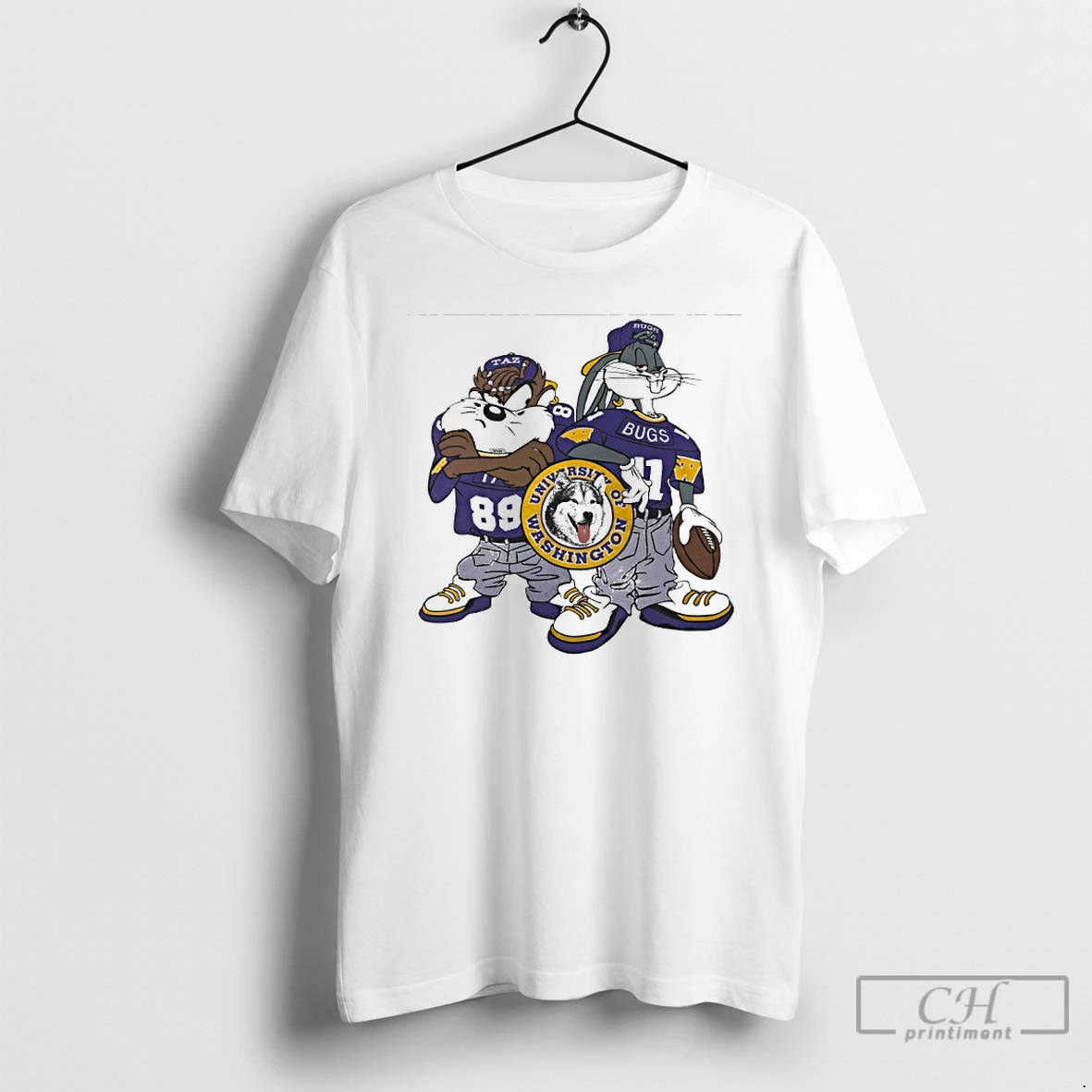 Premium Taz And Bugs Bunny Wearing University Of Washington Huskies Football T Shirts Hoodie
