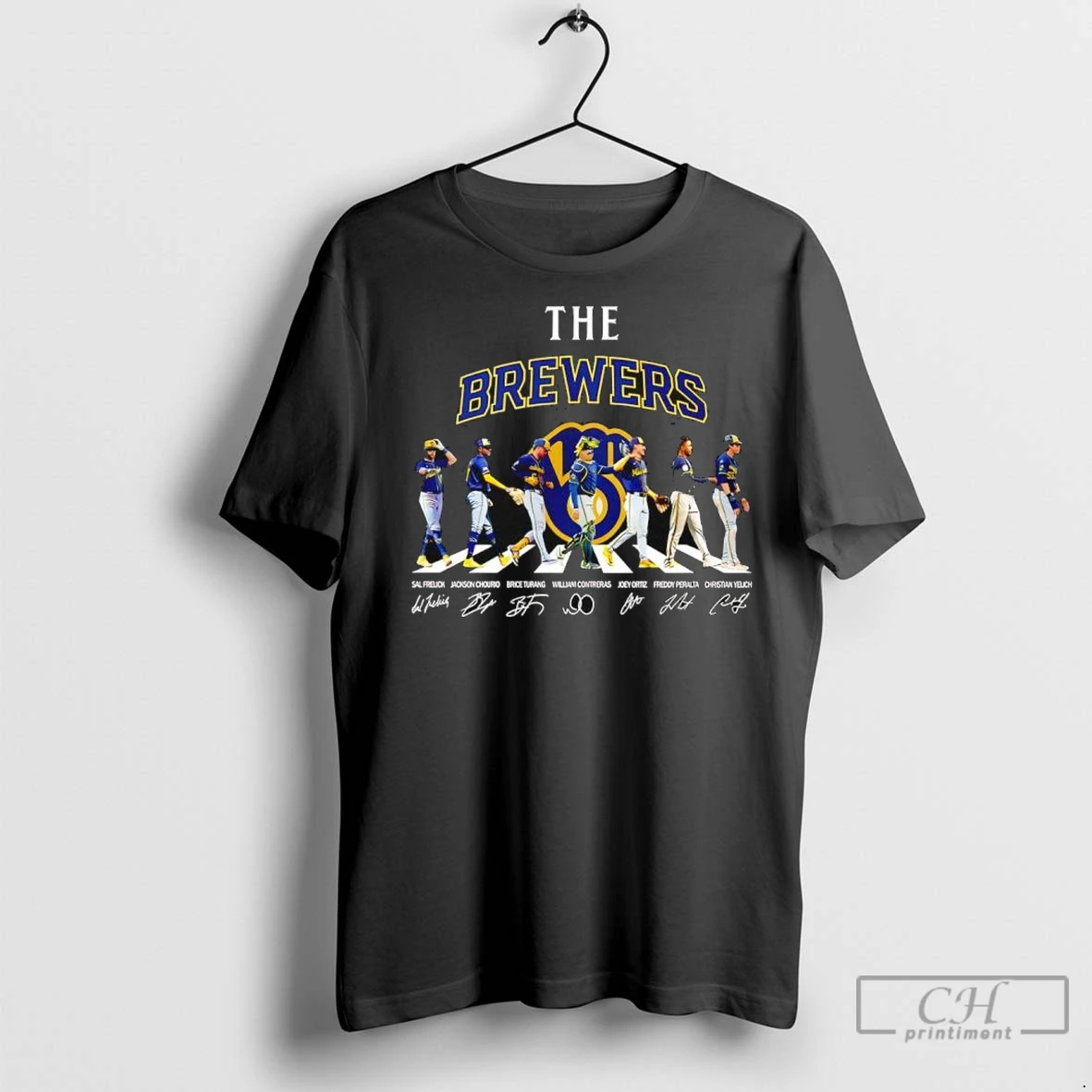 Premium The Milwaukee Brewers Signatures Players Depicted Abbey Road Cover T Shirts