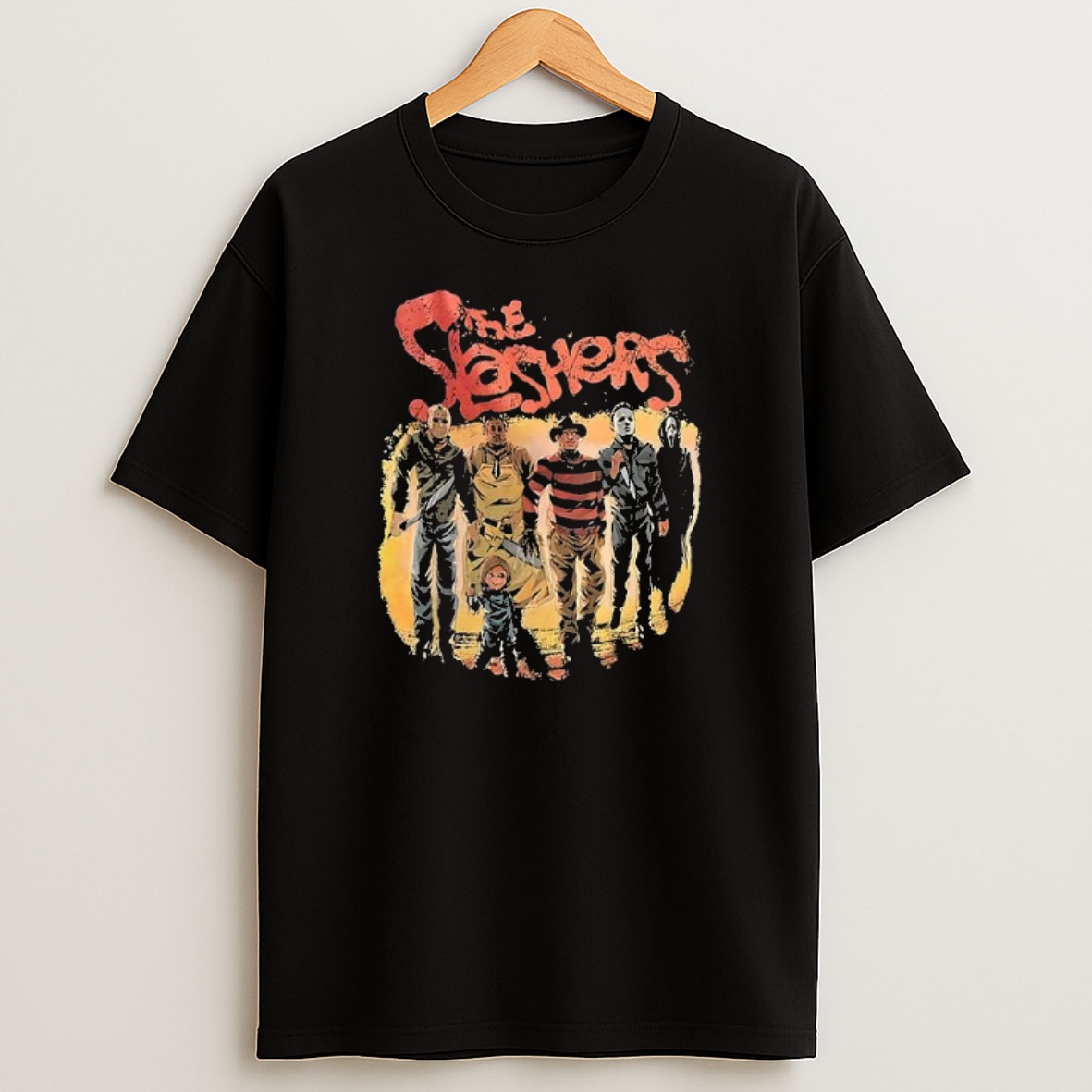 Premium The Slashers Jason Voorhees Leatherface Chucky Freddy Krueger Michael Myers Ghostface Halloween Sweatshirt Tee