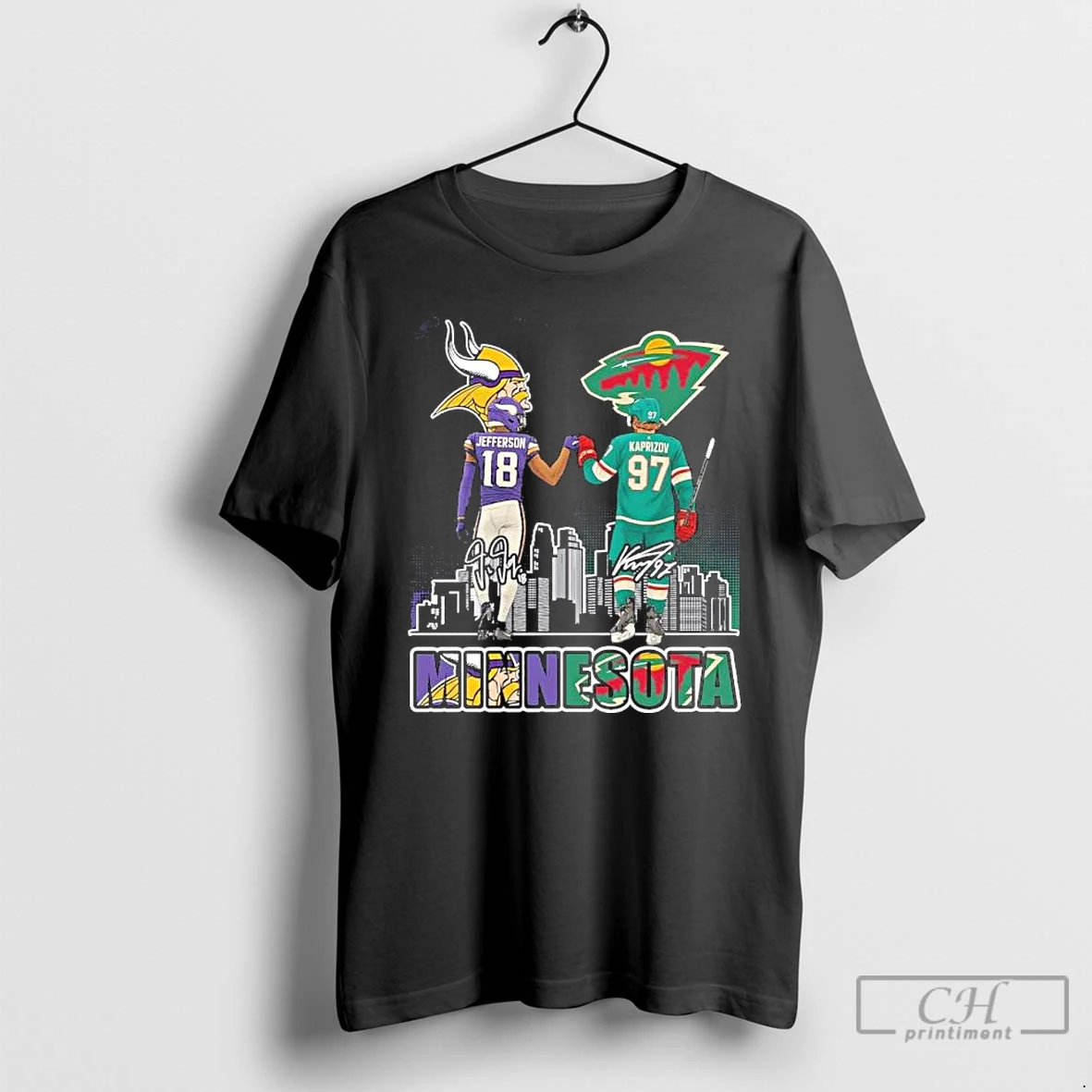 Premium Vikings Jefferson And Wild Kaprizov Minnesota T Shirts Hoodie