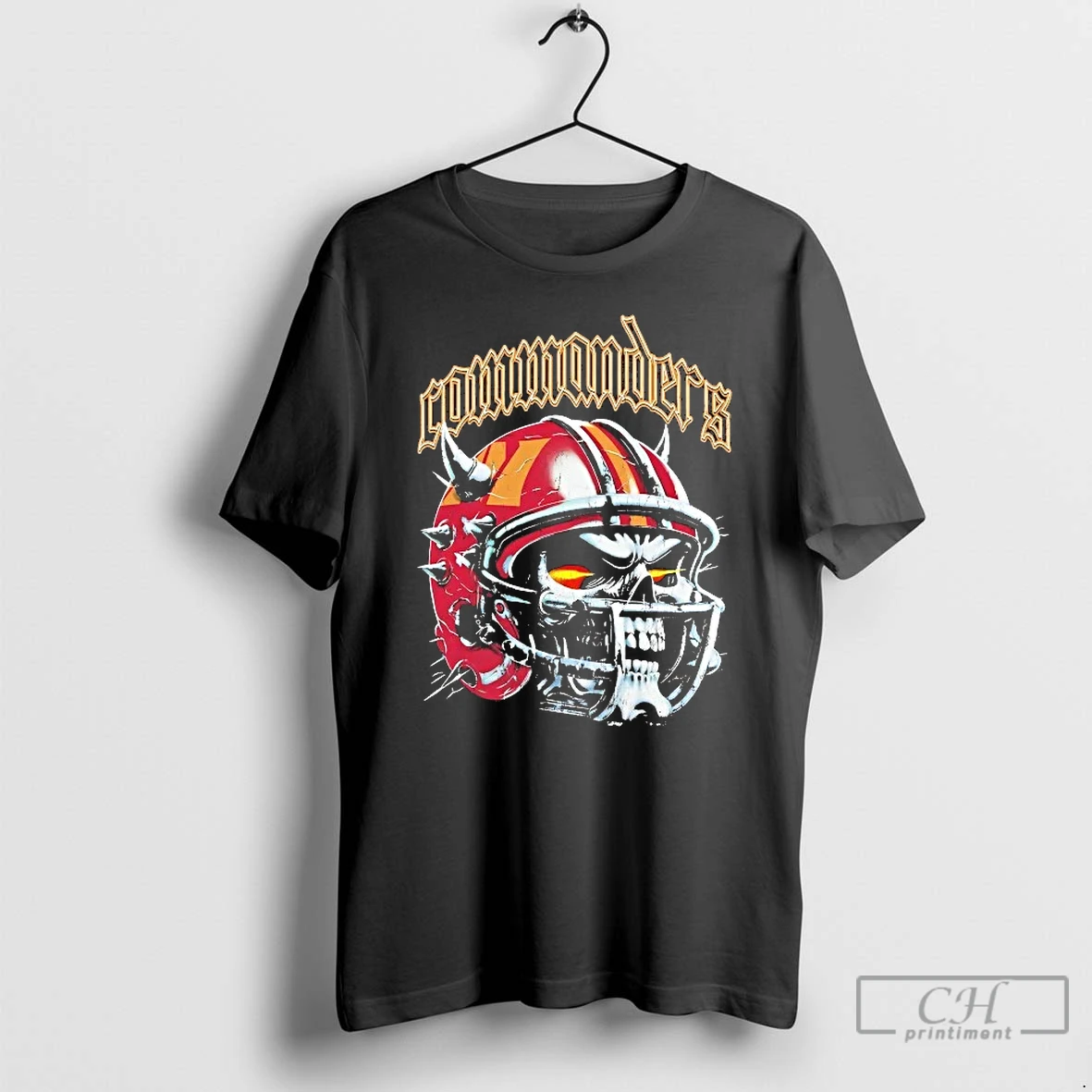 Premium Washington Commanders Skull Helmet T Shirts Hoodie
