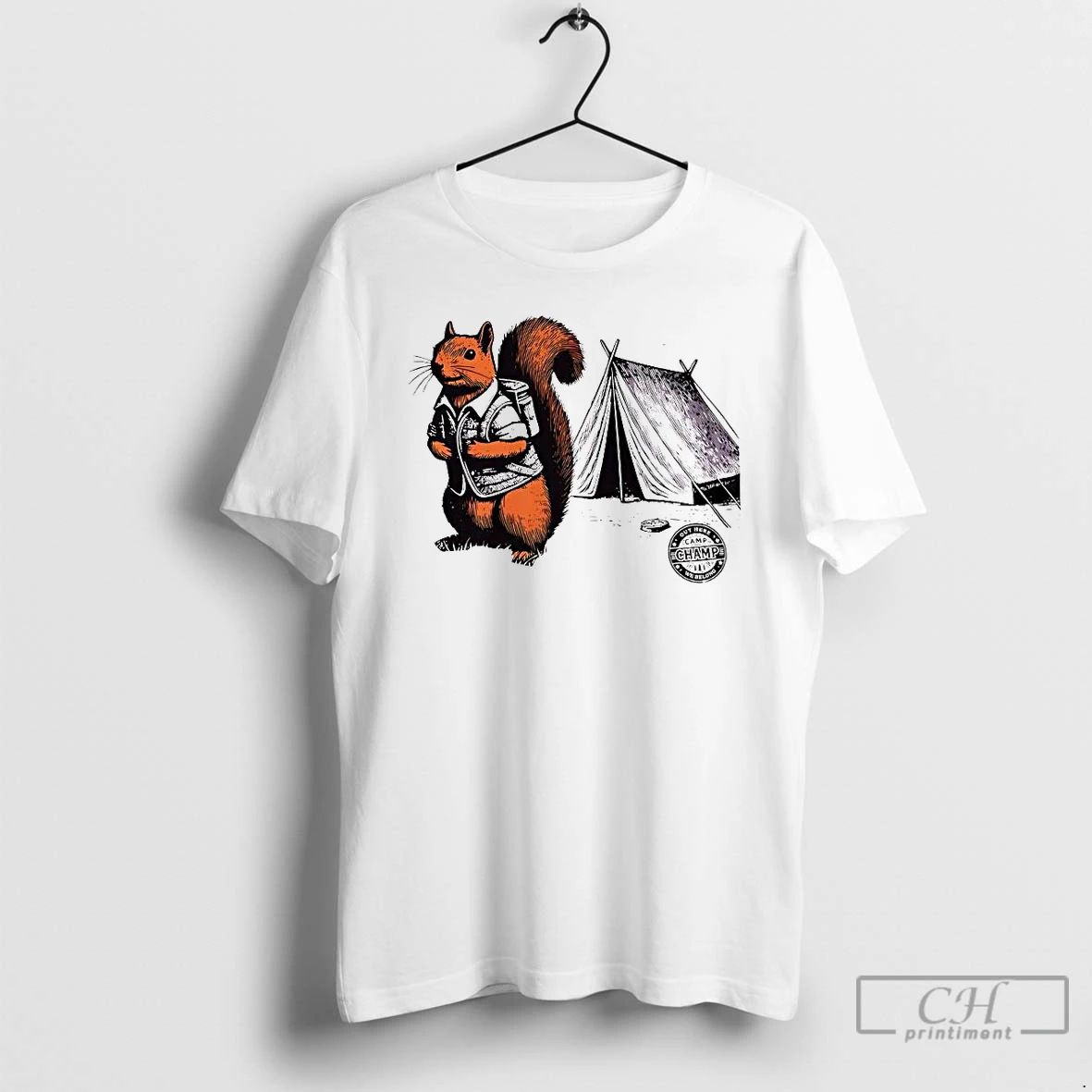 Premium Whimsical Camping Squirrel Color Pop Adventure T Shirts Hoodie