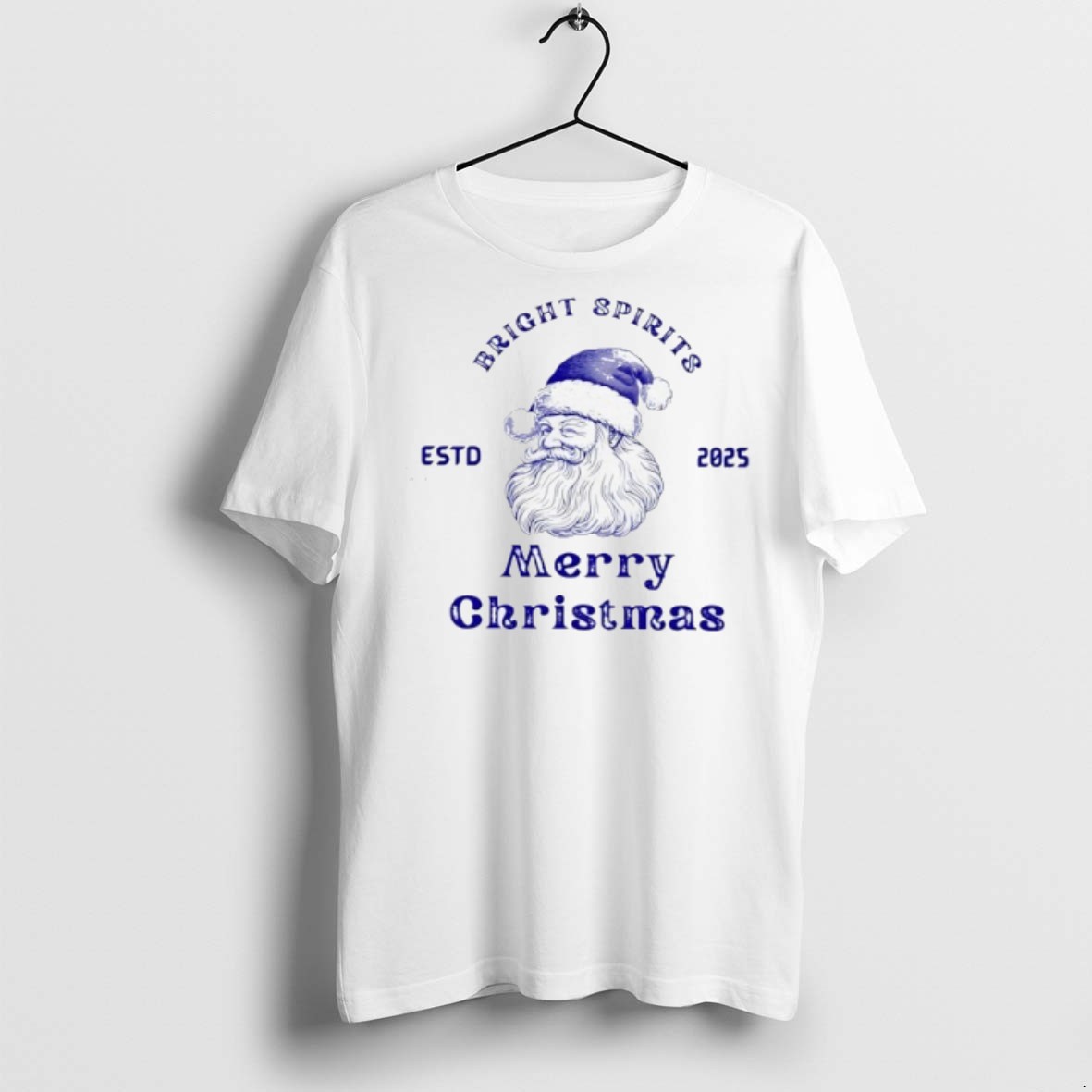 Santa Bright Spirits Merry Christmas Estd 2025 T Shirts