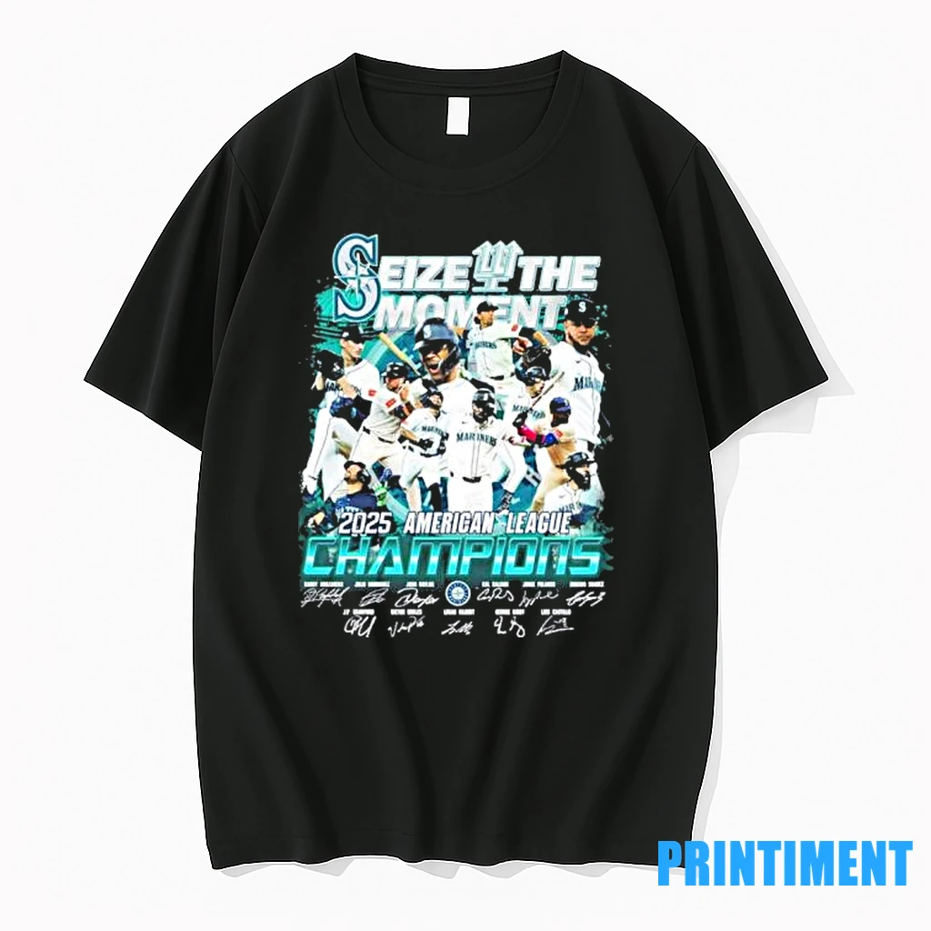Seattle Mariners Seize The Moment 2025 American League Champions Signatures Tshirts Sweater Hoodie