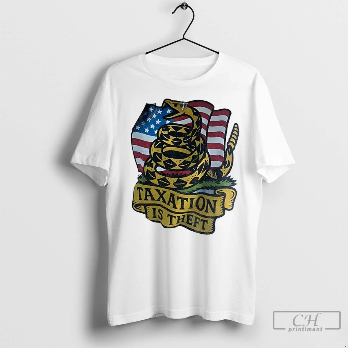 Snake Dont Tread On Me Taxation Is Theft American Flag T Shirts