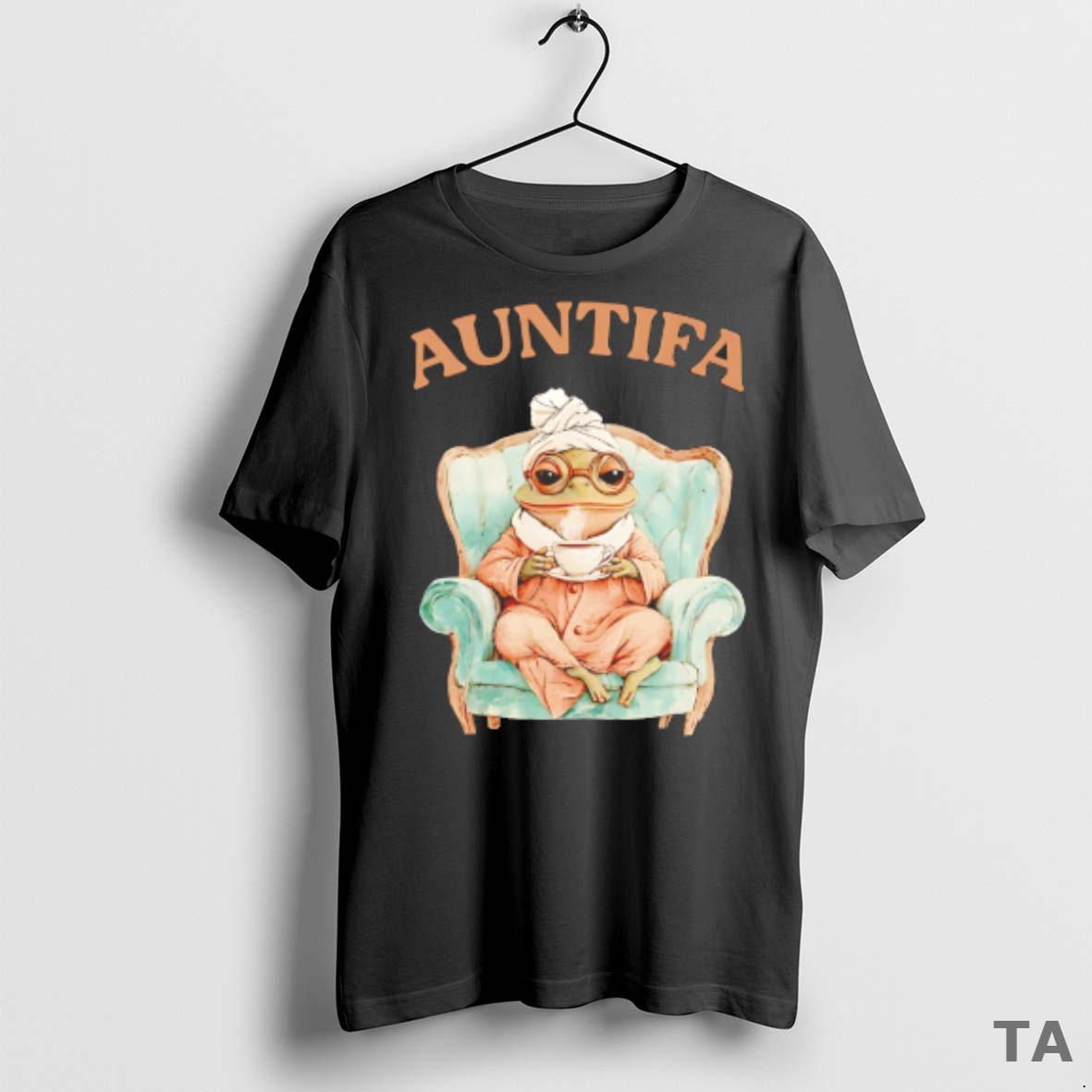Top Auntifa Frog Drinking Tea T Shirt Sweater
