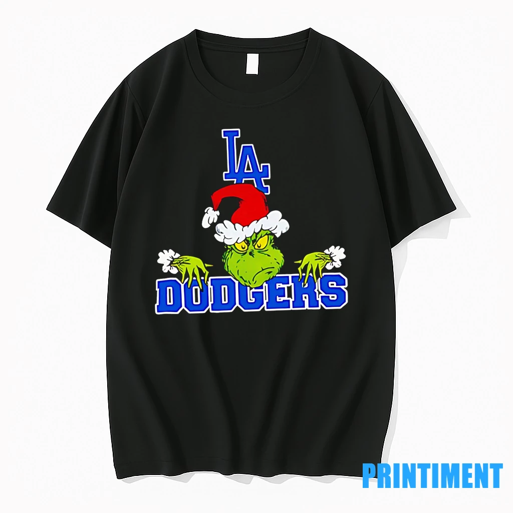 Top Los Angeles Dodgers Logo Baseball Grinch Christmas Tshirts Sweater Hoodie
