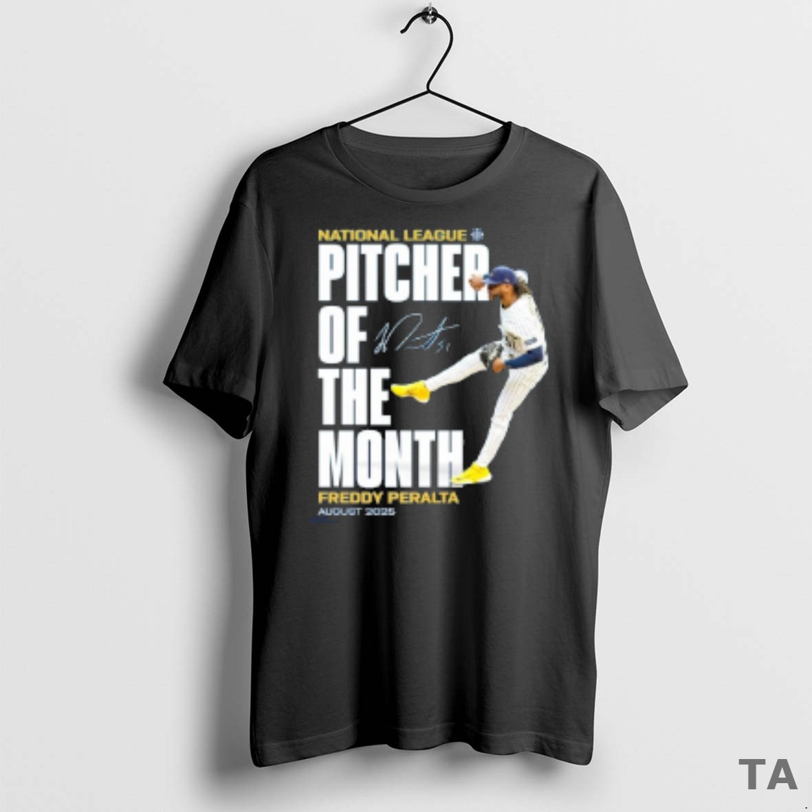 Top Nice Mlb Milwaukee Brewers Freddy Peralta National League Pitcher Of The Month August 2025 Signature T Shirt Sweater