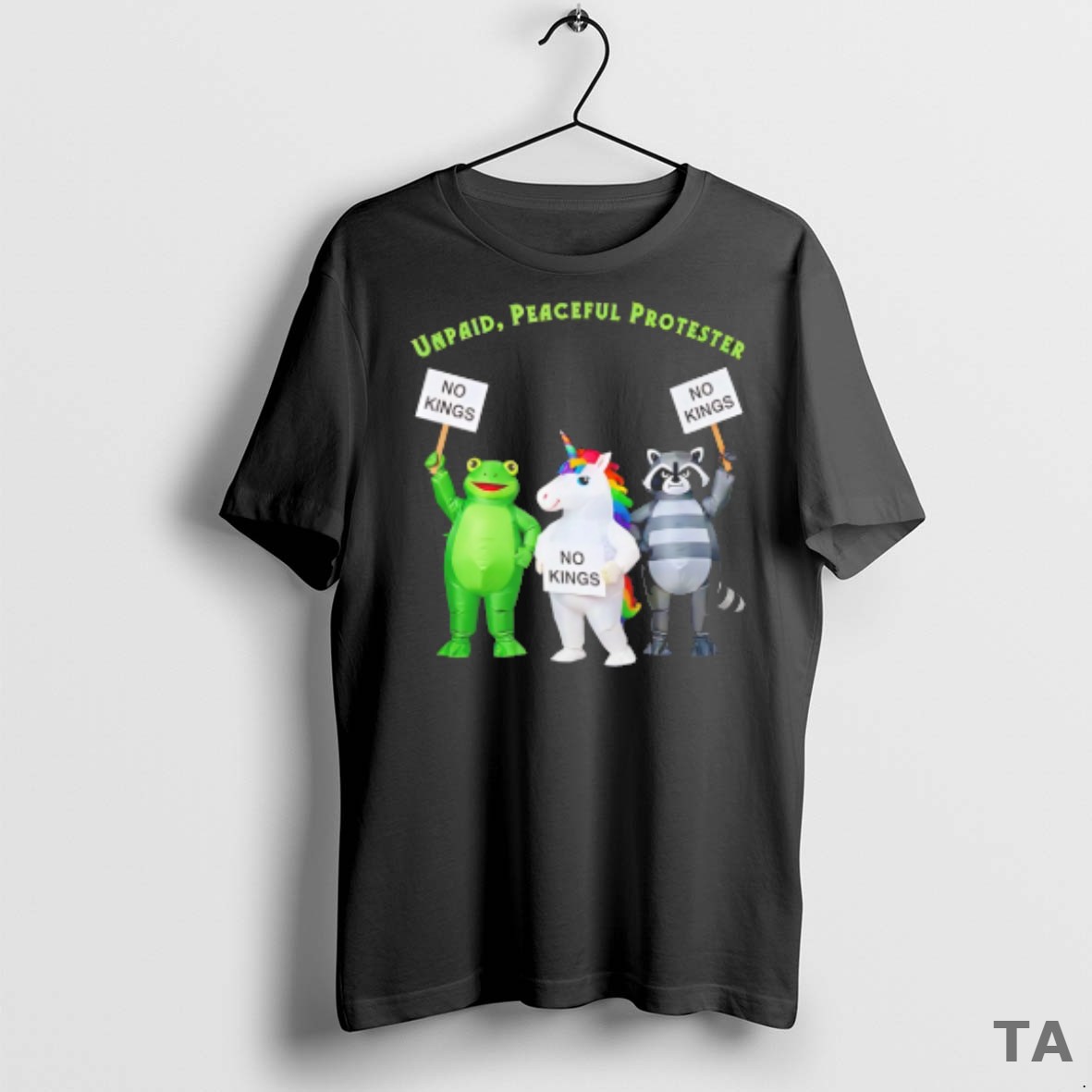 Top No Kings Unpaid Peaceful Protester Frog And Unicorn T Shirt Sweater