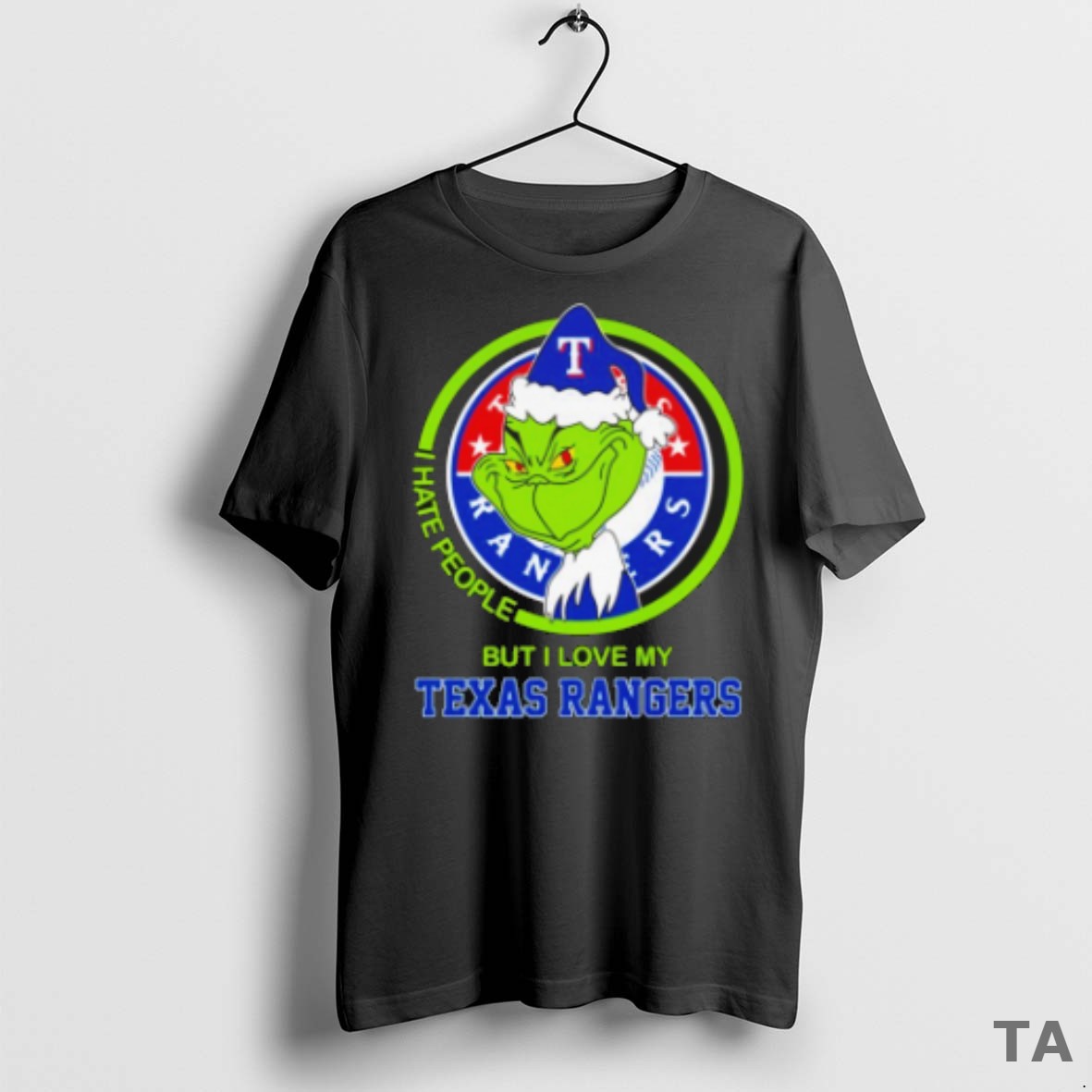 Top The Grinch I Hate People But I Love My Texas Rangers T Shirt Sweater