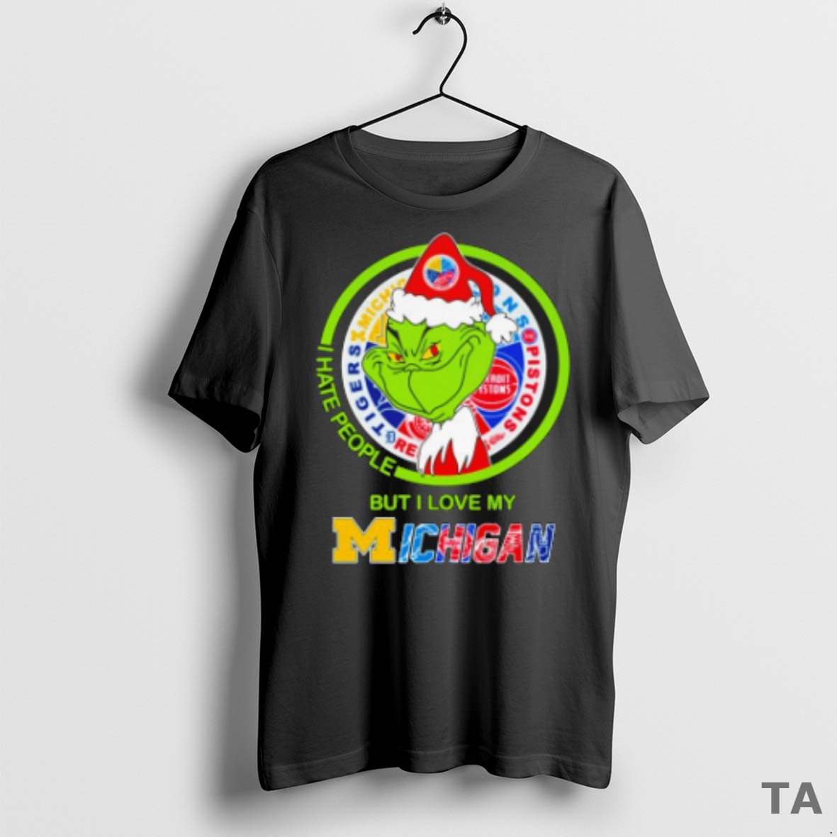 Top The Grinch I Hate People But I Love My Michigan Logo T Shirt Sweater