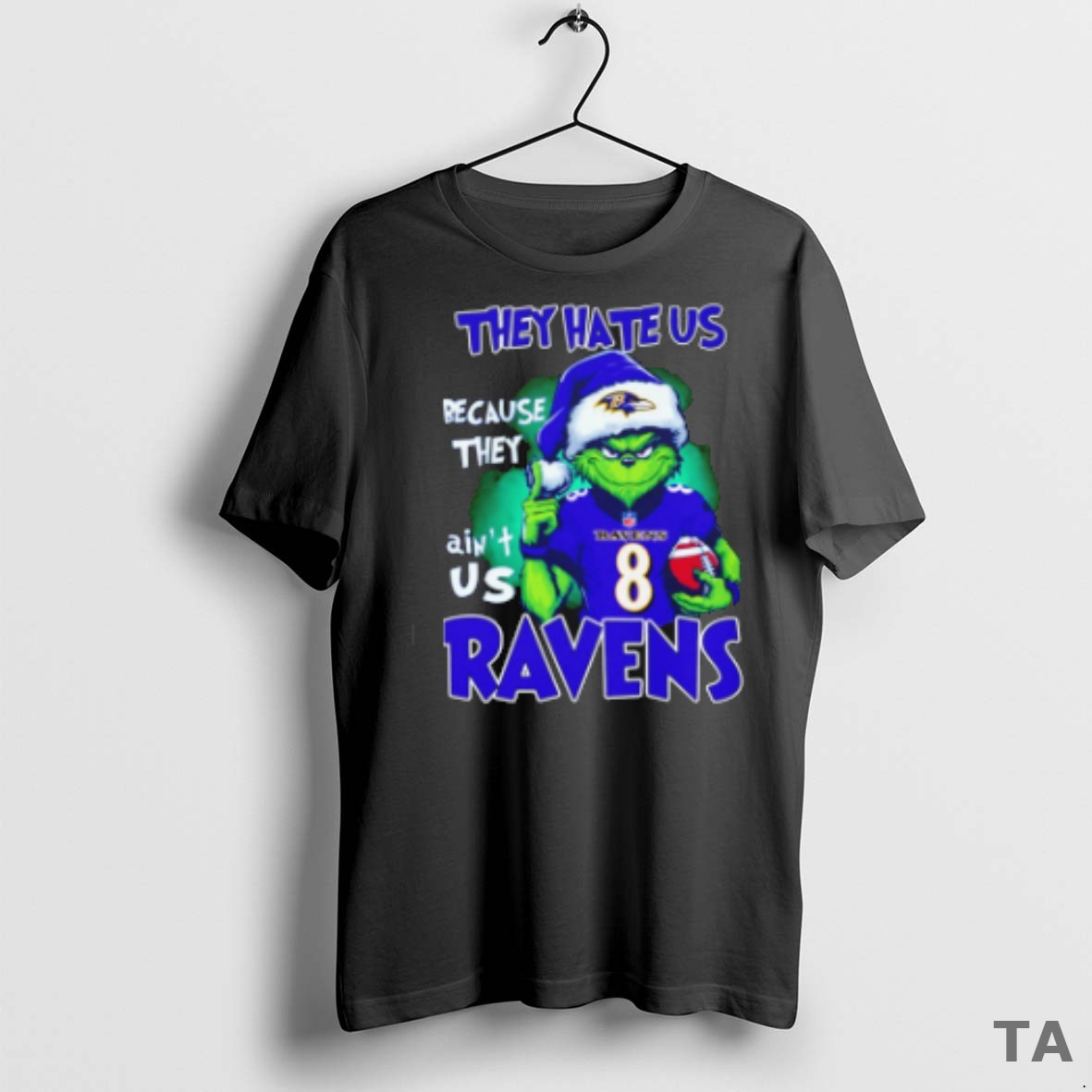 Top The Grinch They Hate Us Because They Aint Us Baltimore Ravens Christmas T Shirt Sweater