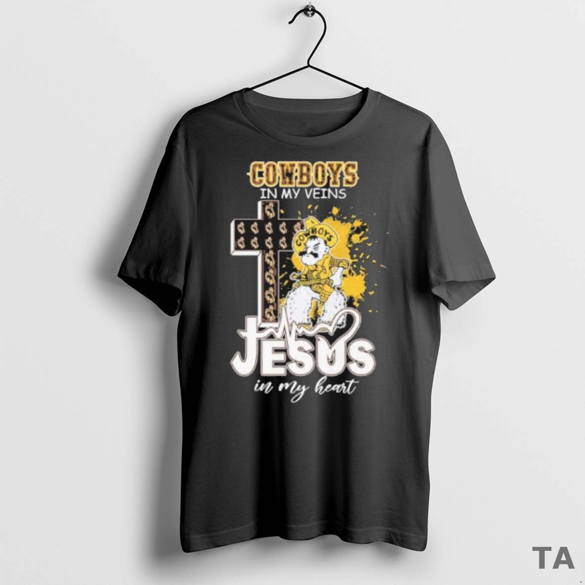 Top Wyoming Cowboys In My Veins Jesus In My Heart T Shirt Sweater