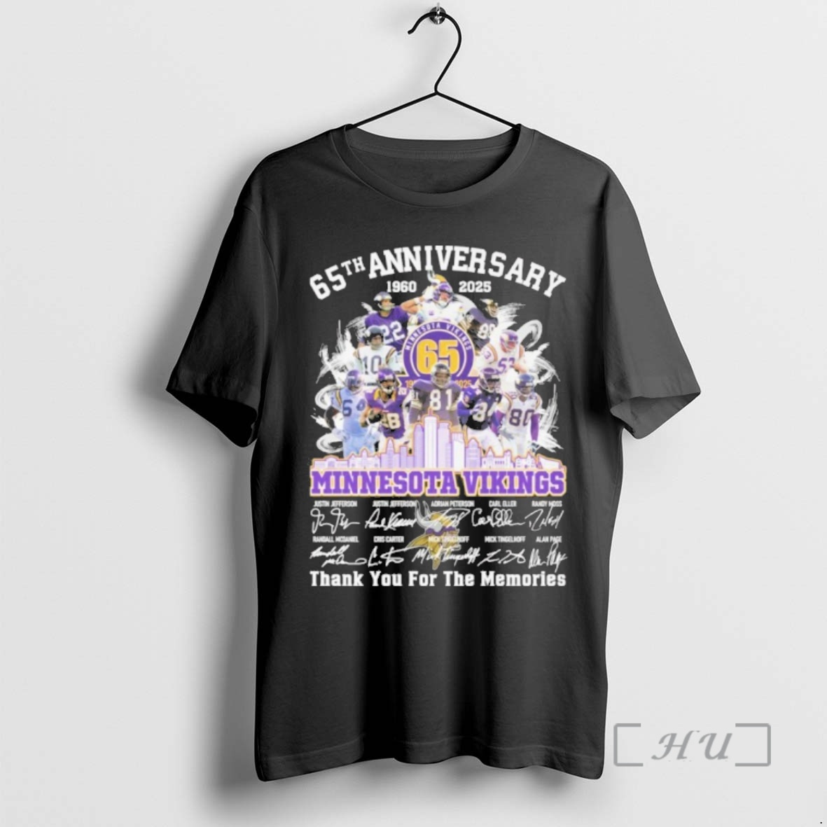 Trending 65th Anniversary 1960 2025 Team Player Minnesota Vikings Signature Thank You For The Memories Premium T Shirt Sweater Hoodie
