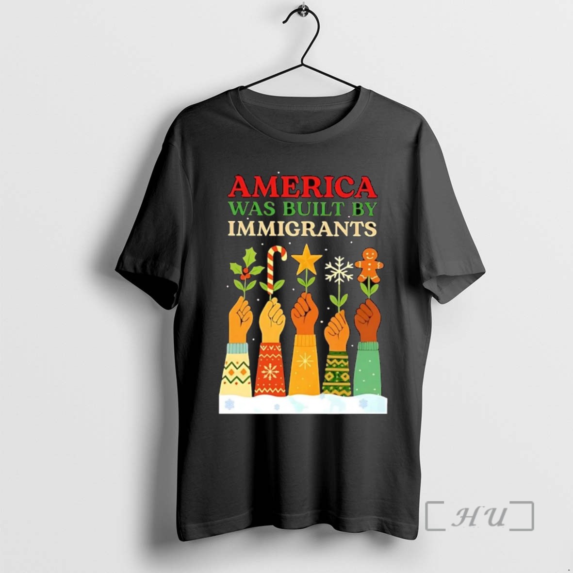 Trending America Was Built By Immigrants Christmas Tee Shirt Sweater Hoodie