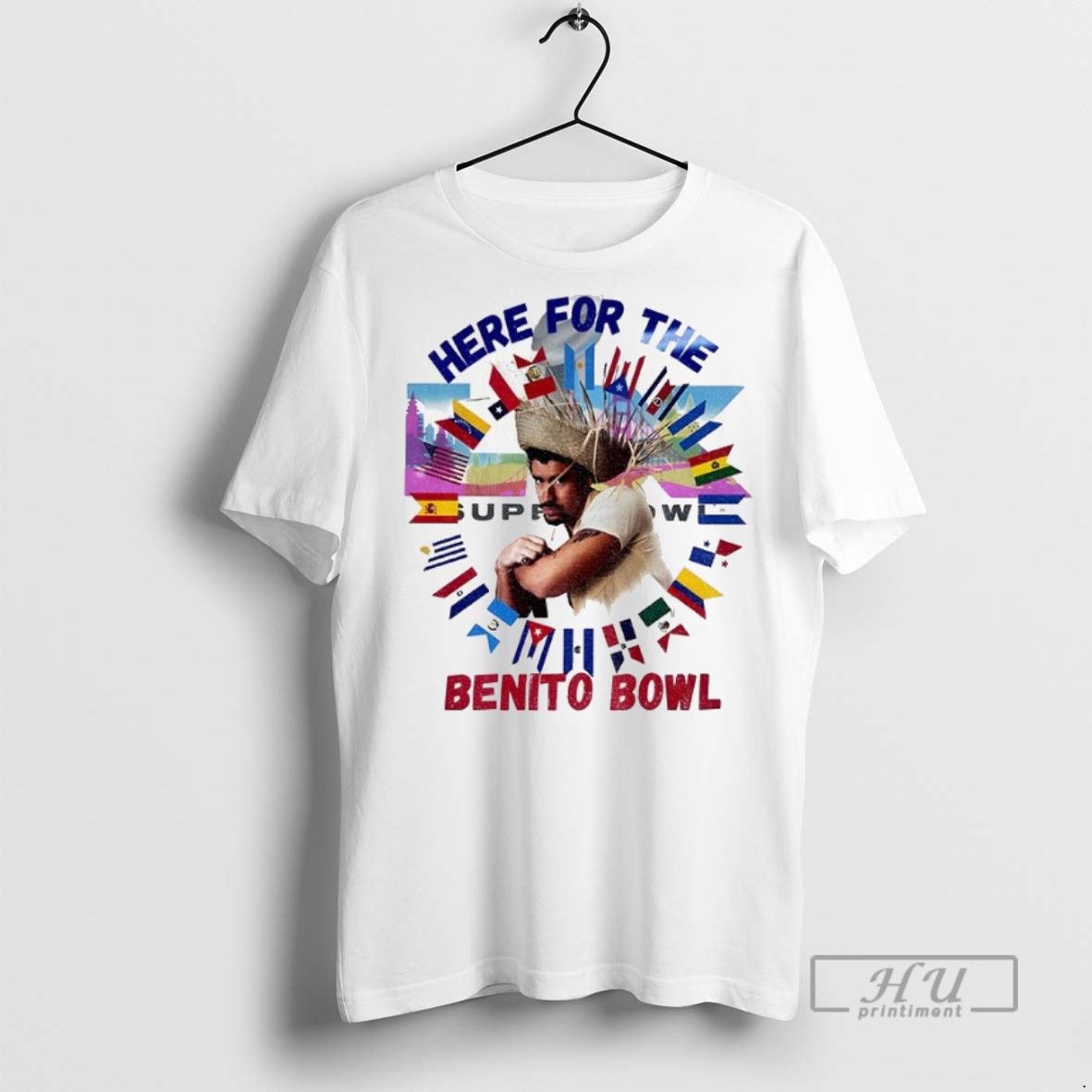 Trending Bad Bunny Here For The Benito Bowl 2026 Super Bowl Graphic Tee Shirts Sweatshirt Hoodies