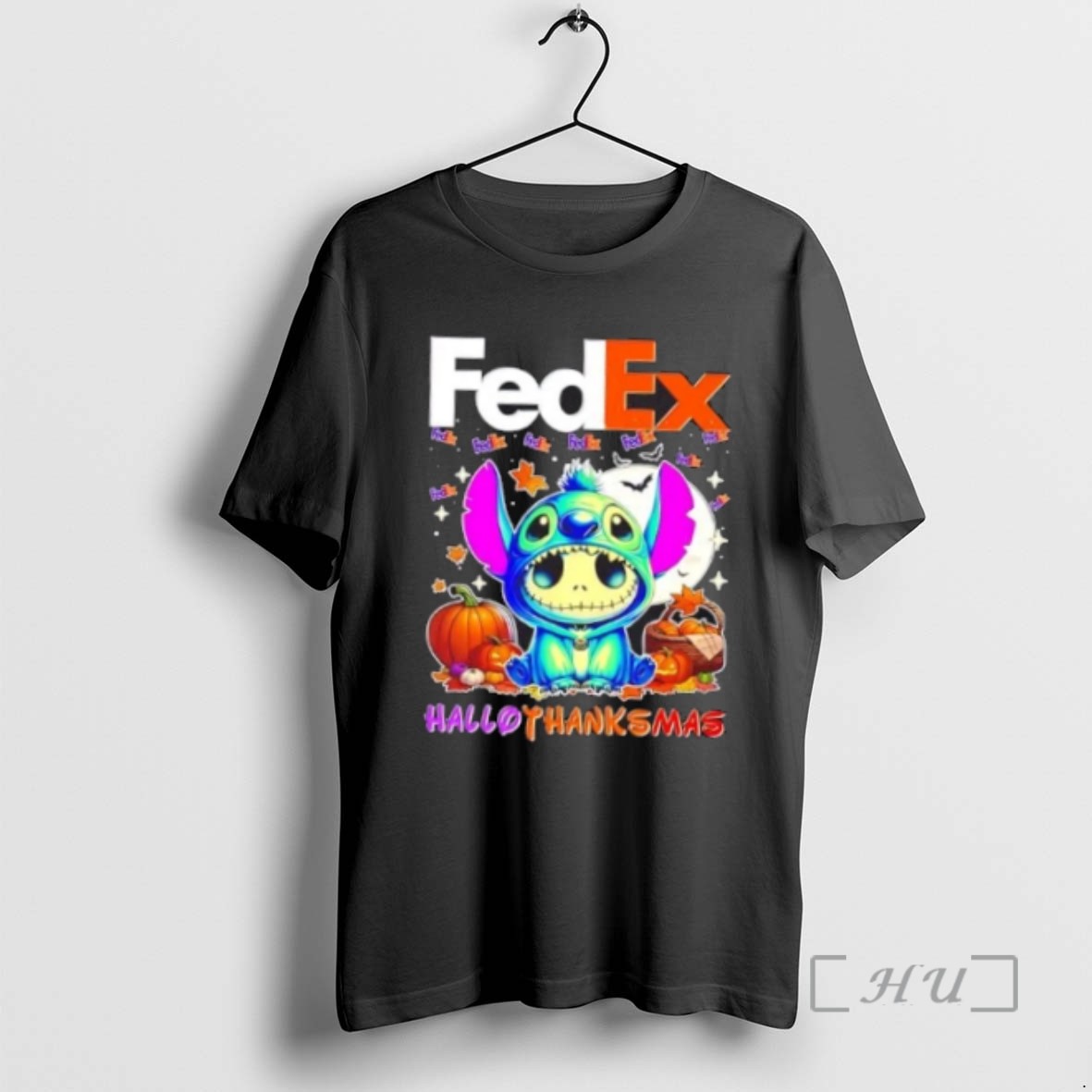 Trending Fedex With Stitch Cosplay Jack Skellington Happy Hallothanksmas T Shirts Sweater Hoodie
